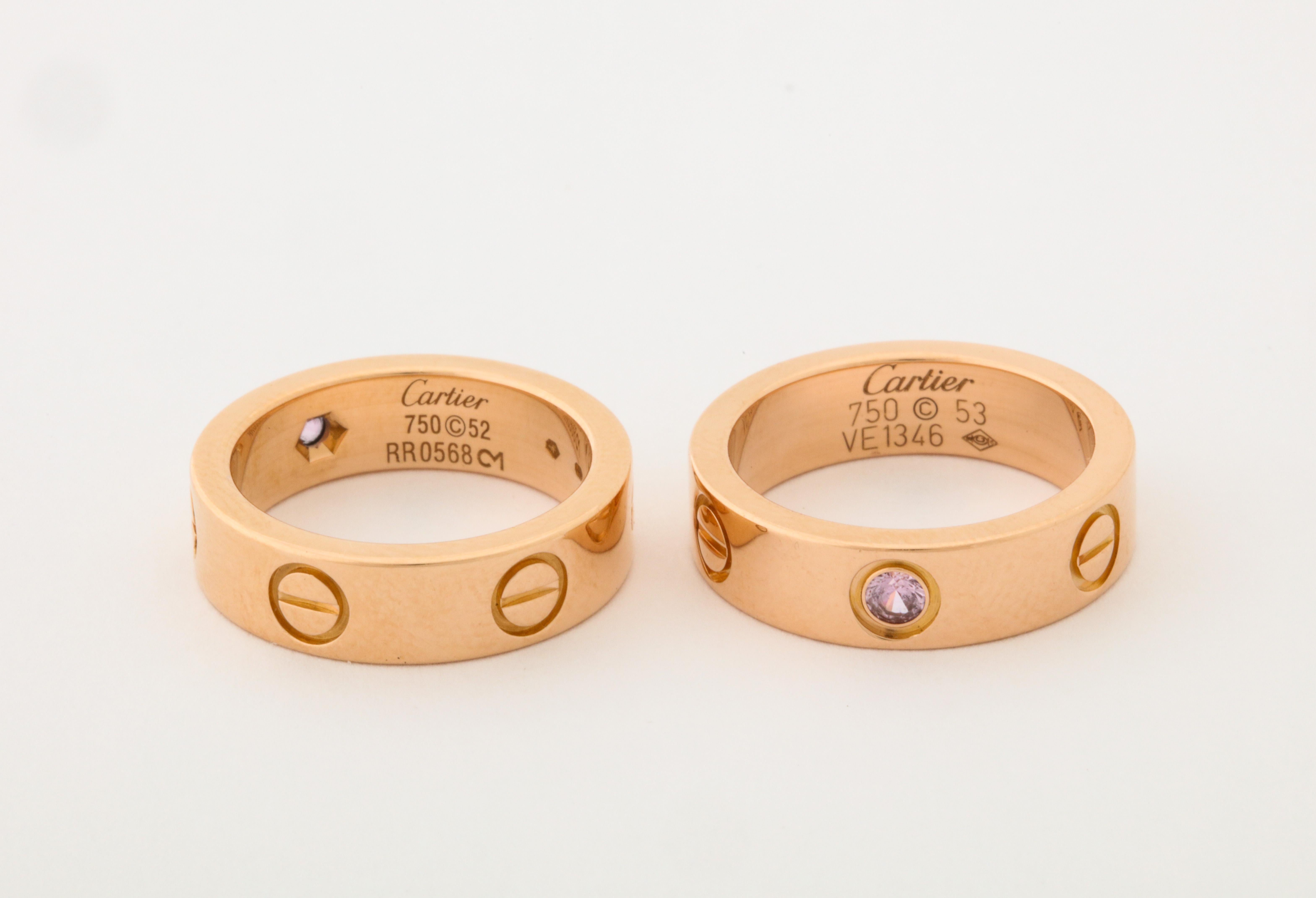Cartier Love Bands with Pink Sapphires In Excellent Condition In New York, NY