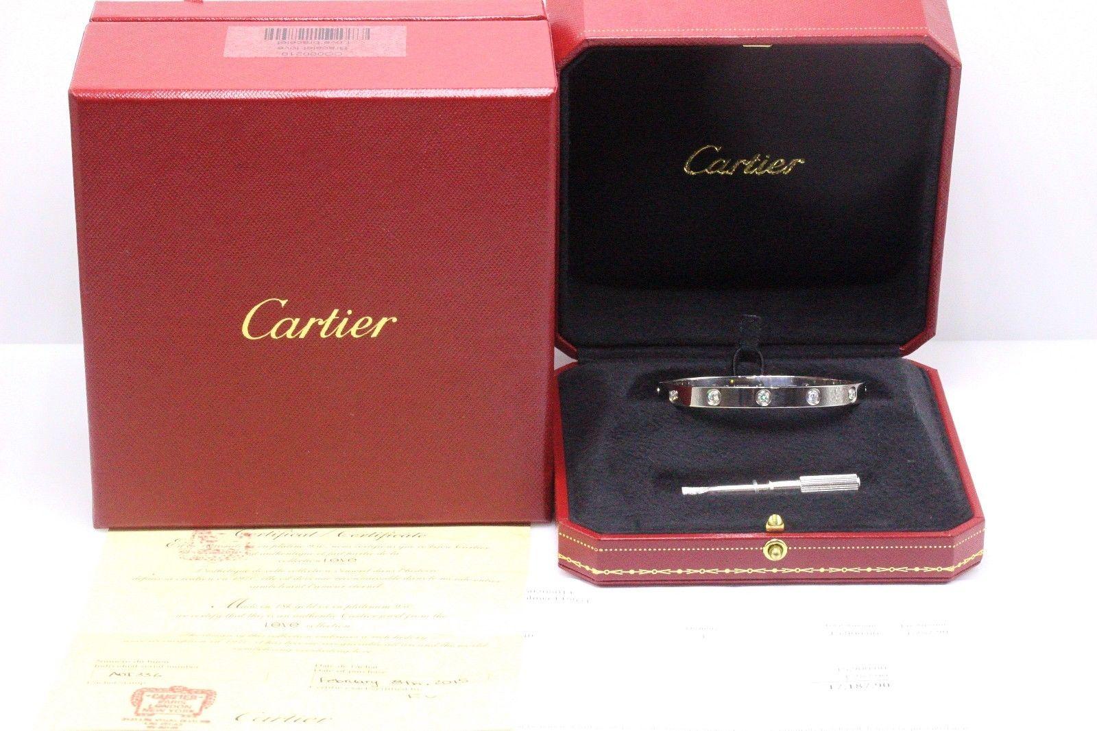 Cartier Love Bangle 10 Diamond Bangle Bracelet 18 Karat Gold New Style Full Set 3