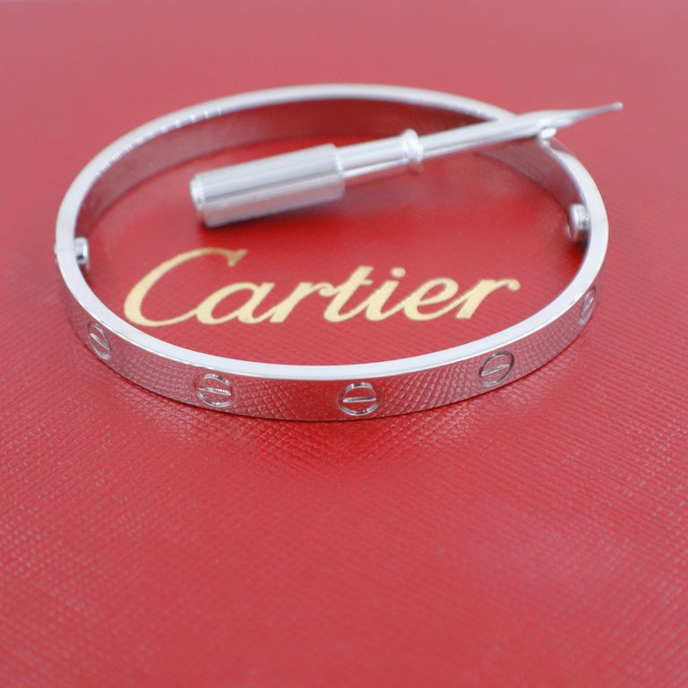 Cartier Love Bangle Bracelet 18 Karat White Gold COA Box New Style ...