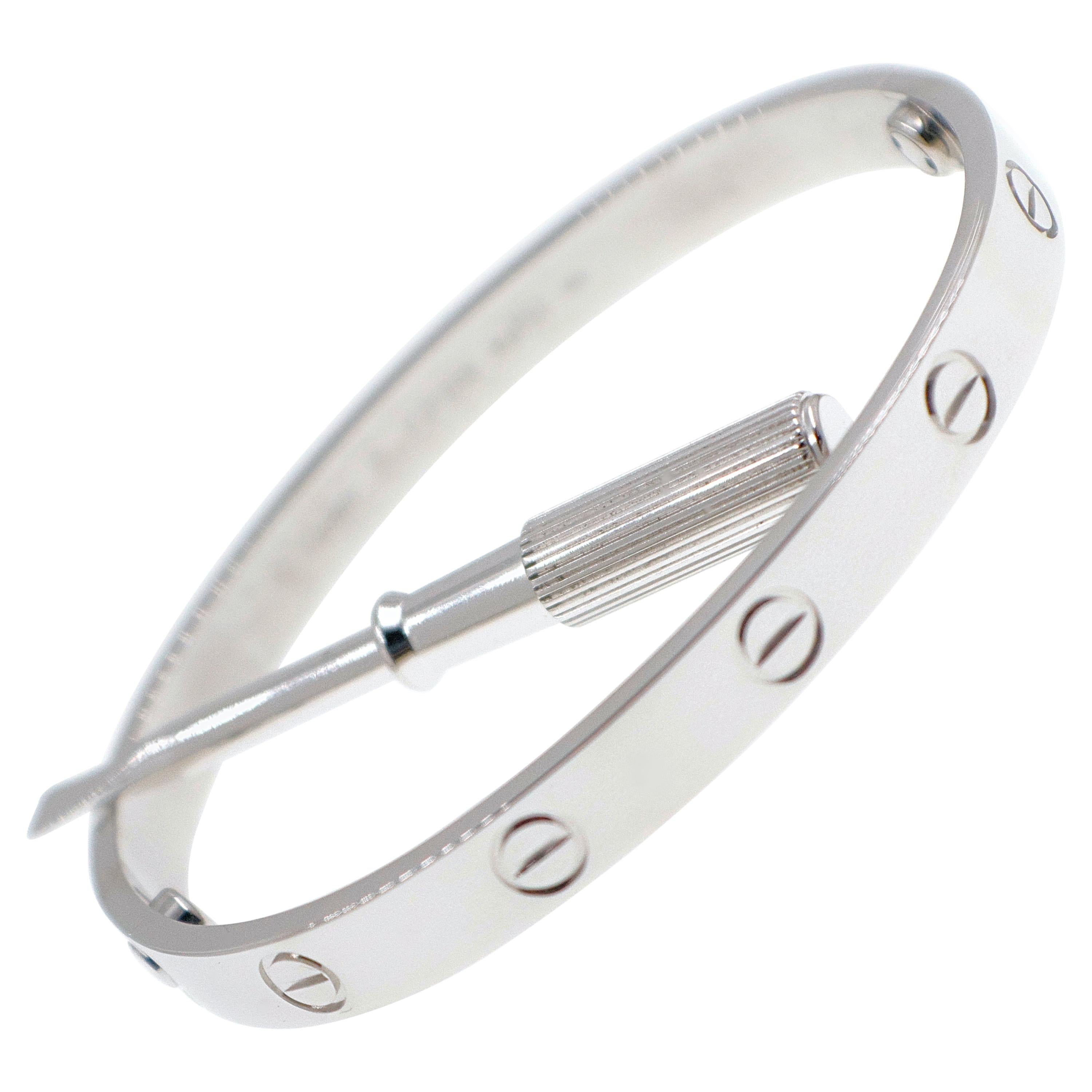 white gold cartier style bangle