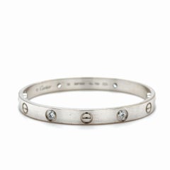 Cartier, Love Bangle Bracelet 4 Diamond Classic Model 18K White Gold