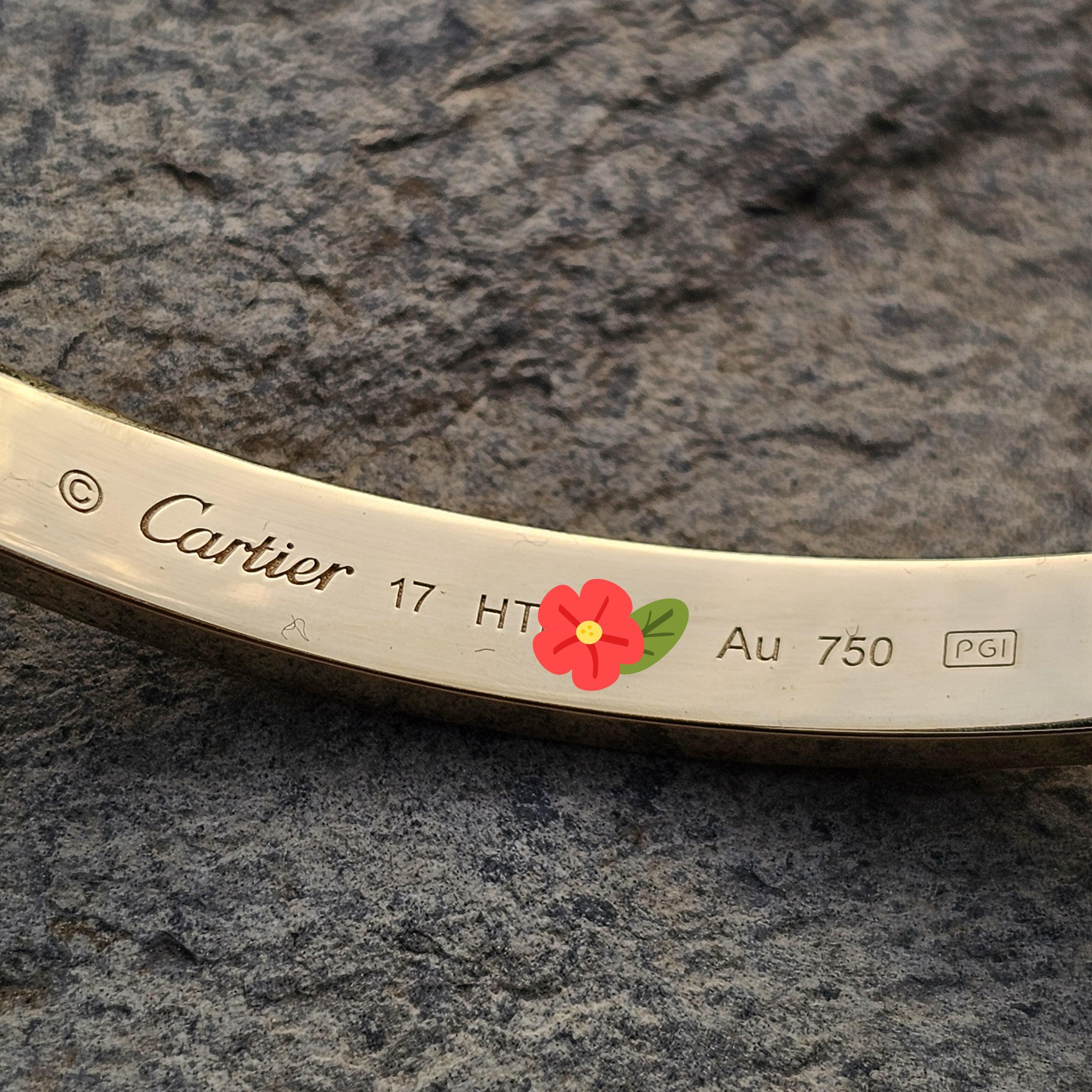 Cartier Love Bangle Bracelet Classic size 17 18k Yellow Gold Box Papers 7350 For Sale 4