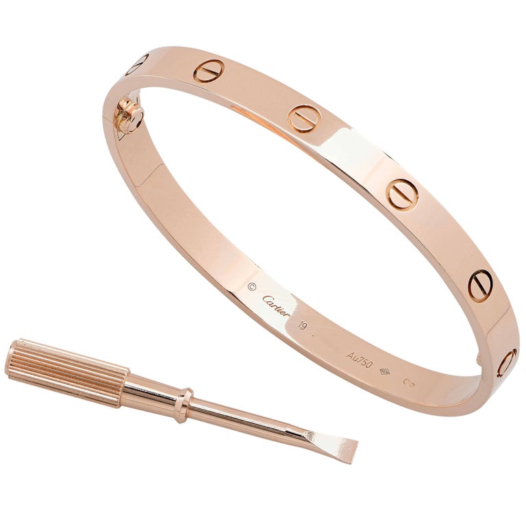 Cartier Love Bangle Bracelet in 18 Karat Rose Gold at 1stDibs