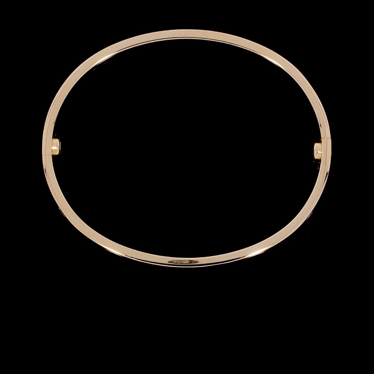 Women's or Men's Cartier Love Bangle Bracelet in 18 Karat Rose Gold with Full Diamonds B6040616