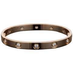 Cartier Love Bangle Bracelet in 18 Karat Rose Gold with Full Diamonds B6040616
