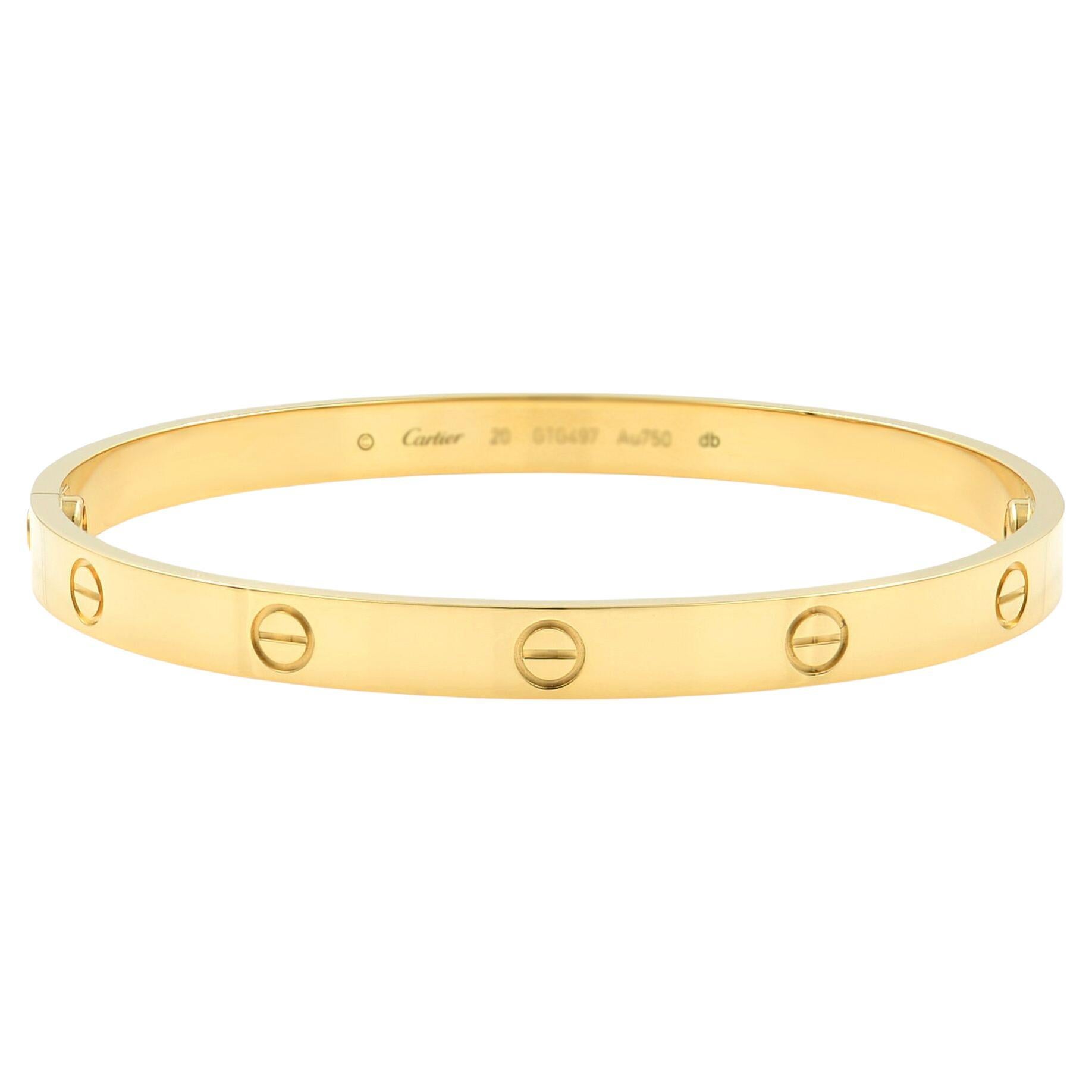 Cartier Love Bangle Bracelet New Style 18k Yellow Gold Unisex For Sale