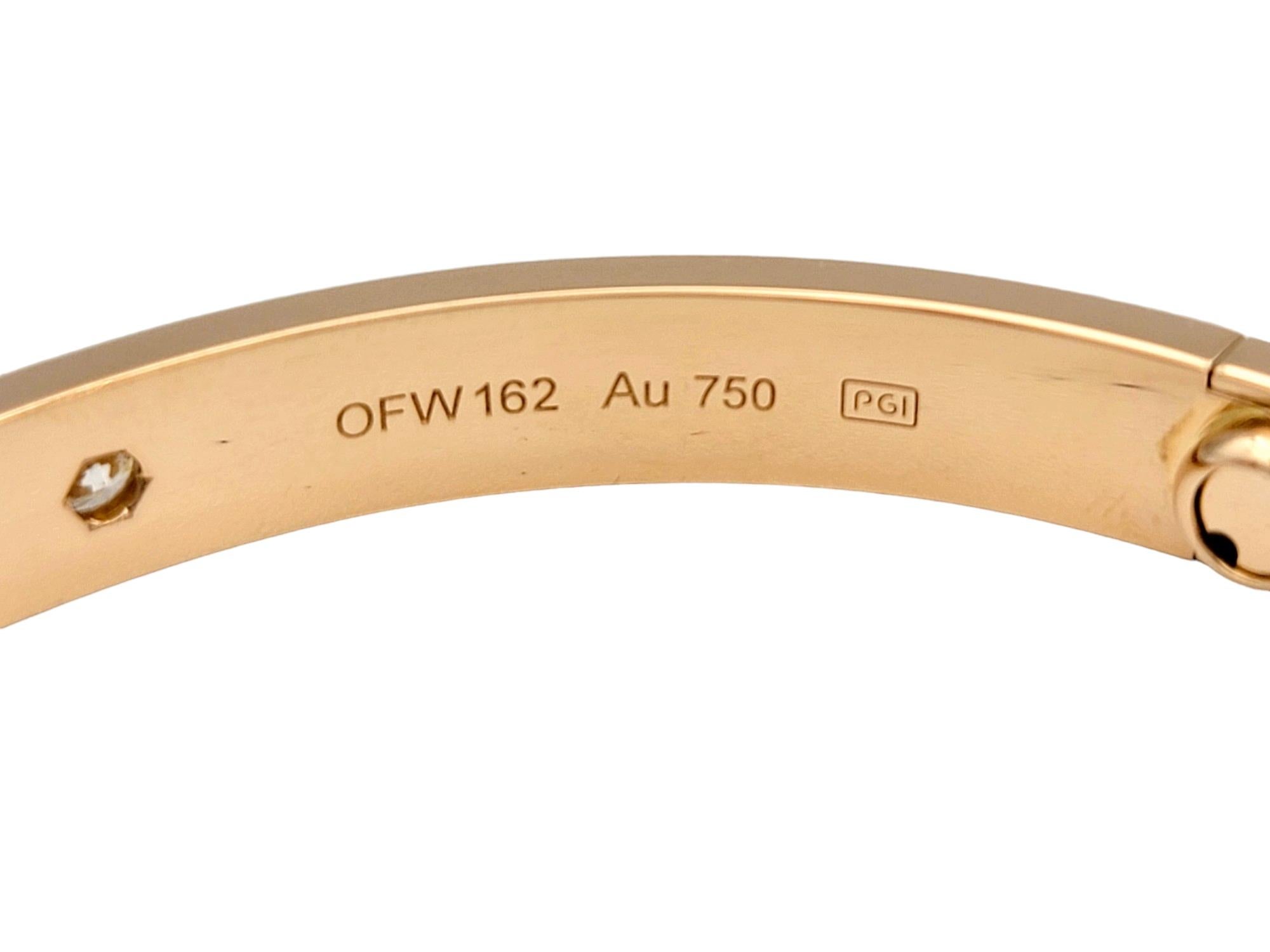 Women's or Men's Cartier Love Bangle Bracelet with 4 Round Diamonds Set in 18 Karat Rose Gold