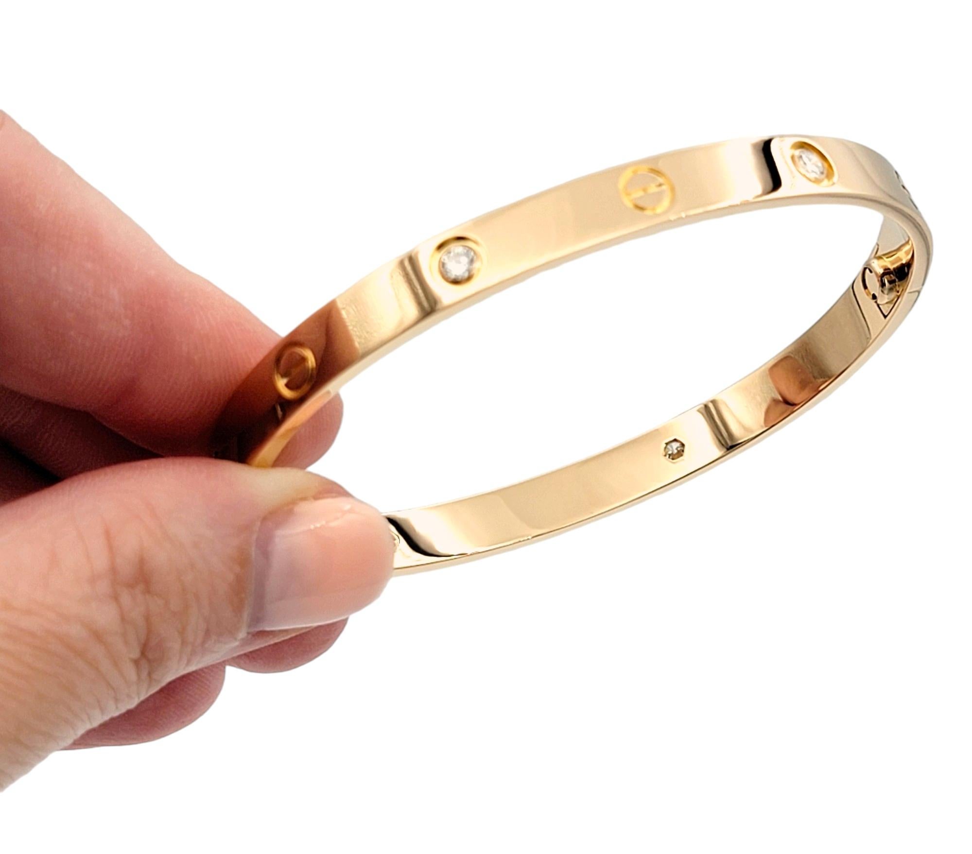 Cartier Love Bangle Bracelet with 4 Round Diamonds Set in 18 Karat Rose Gold 1