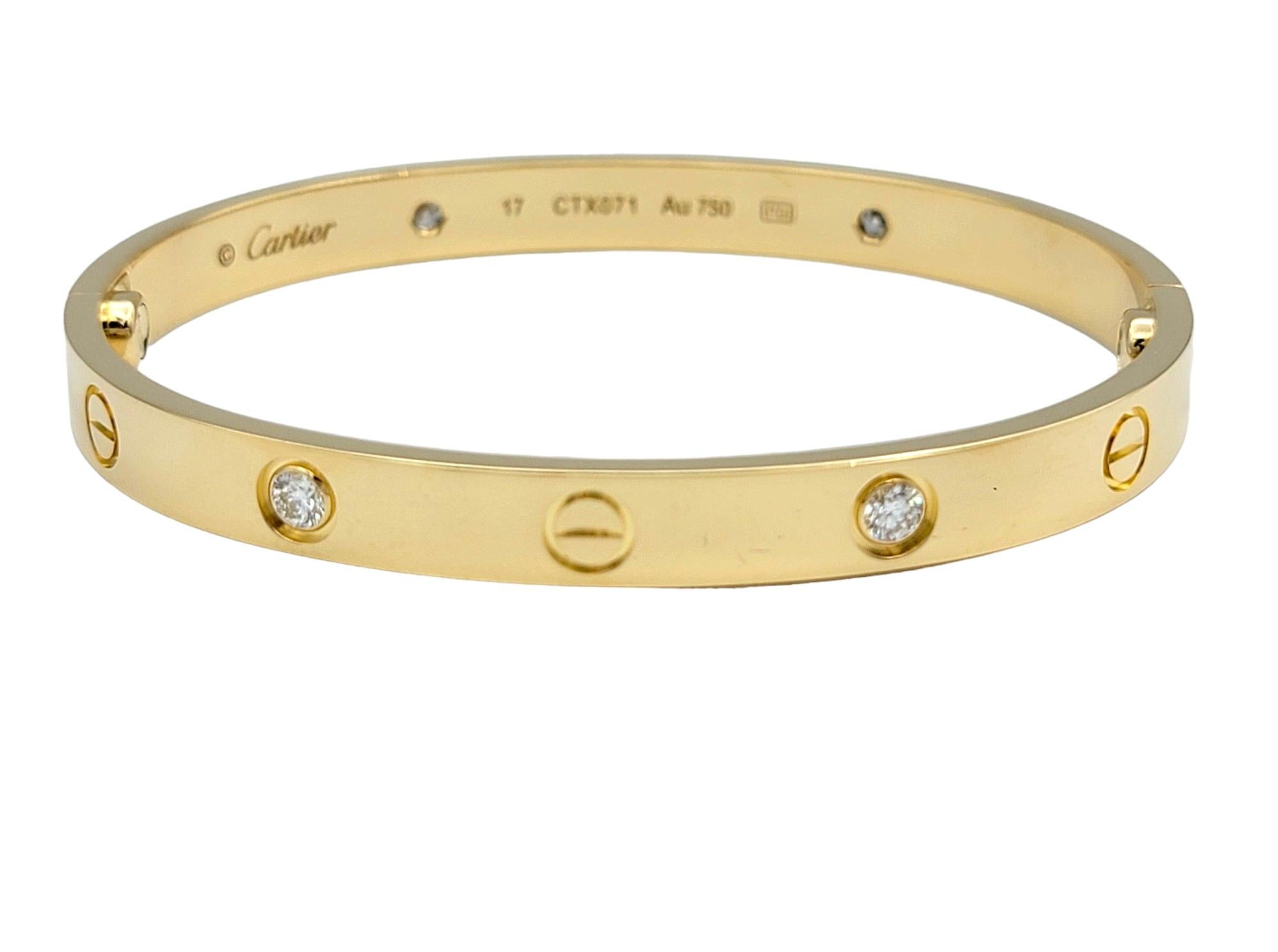 Cartier Love Armreif aus 18 Karat Gelbgold mit 4 runden Diamanten (Zeitgenössisch)