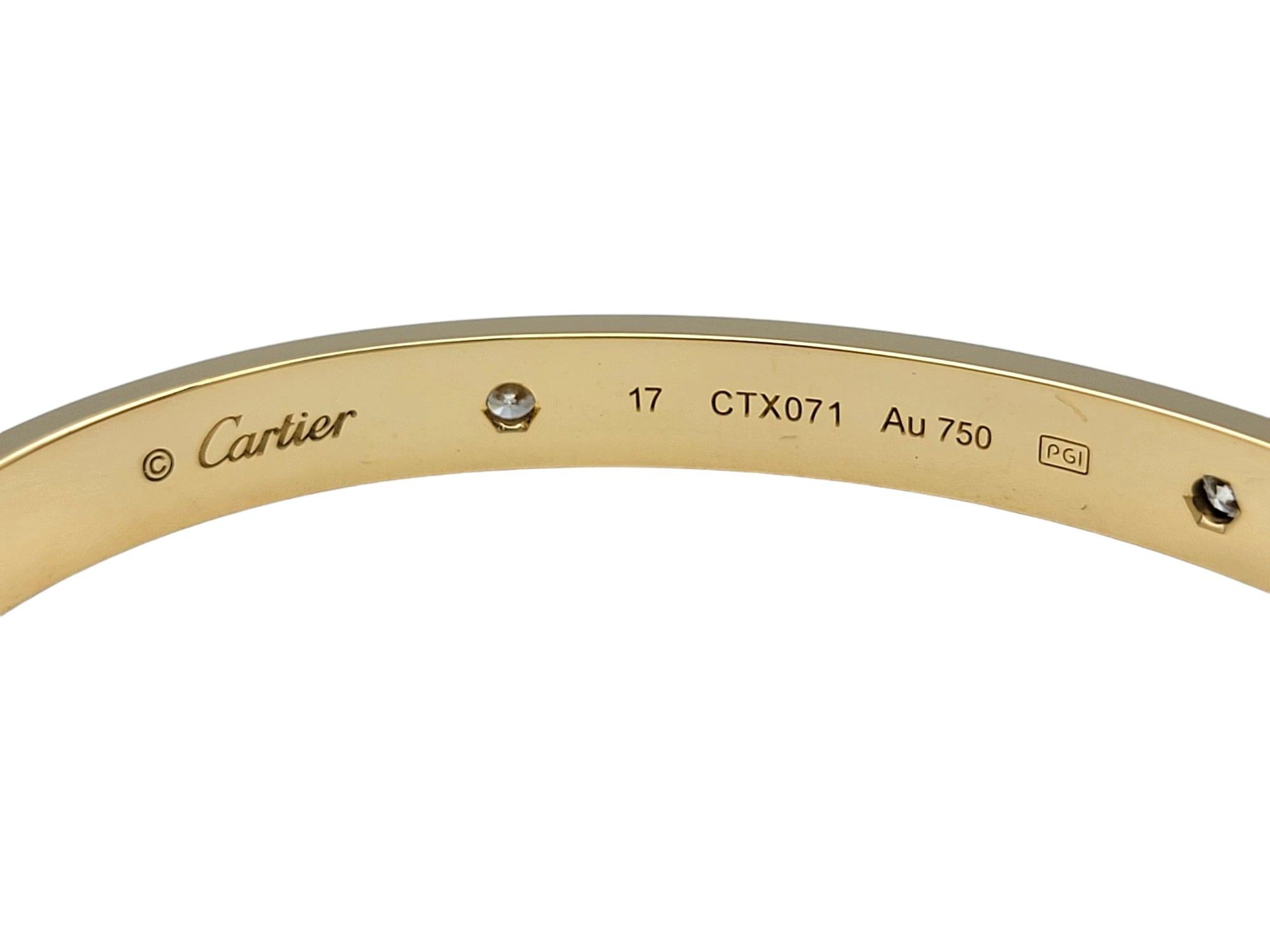 Cartier Love Armreif aus 18 Karat Gelbgold mit 4 runden Diamanten für Damen oder Herren