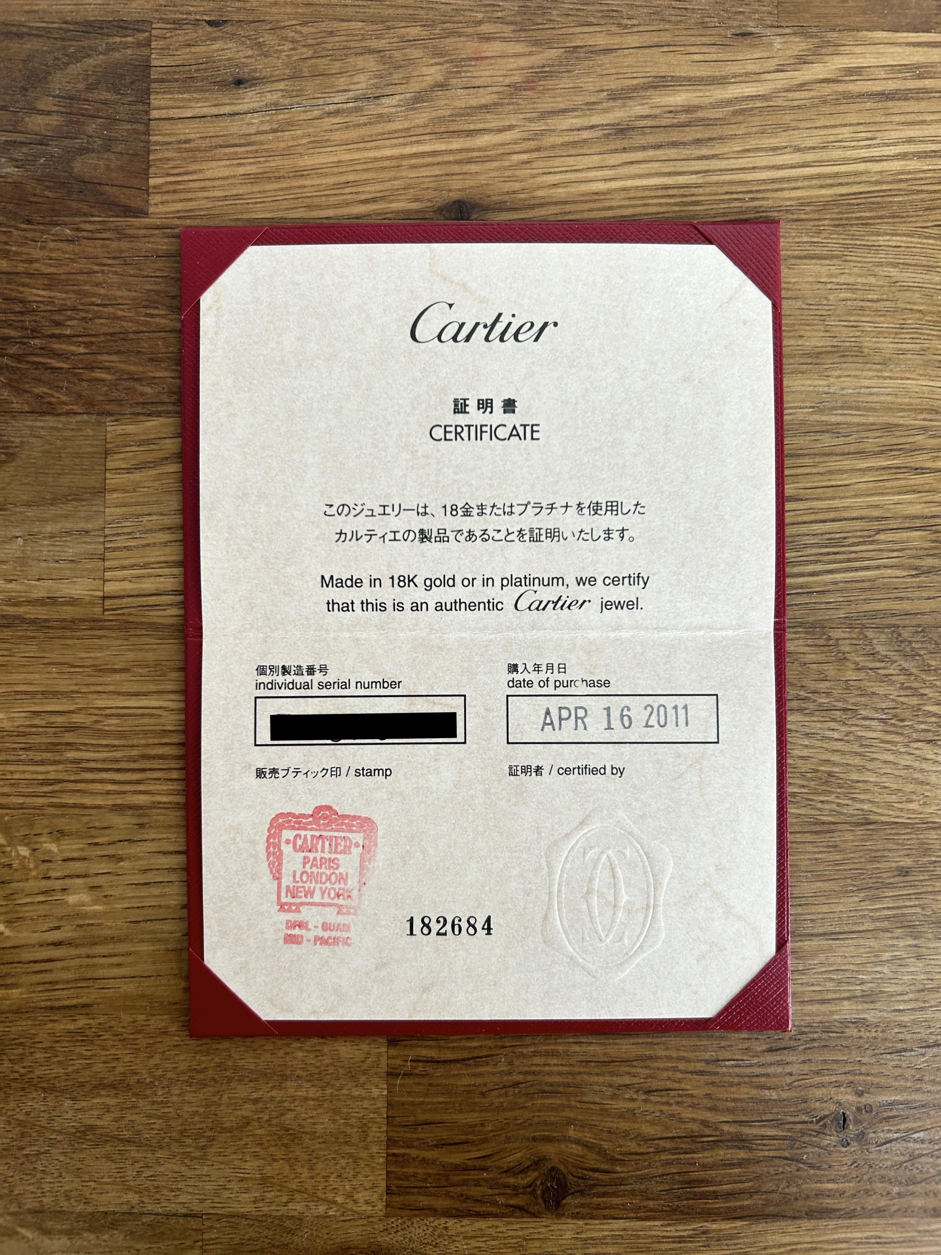 Women's or Men's Cartier LOVE Bangle Classic Model Size 19