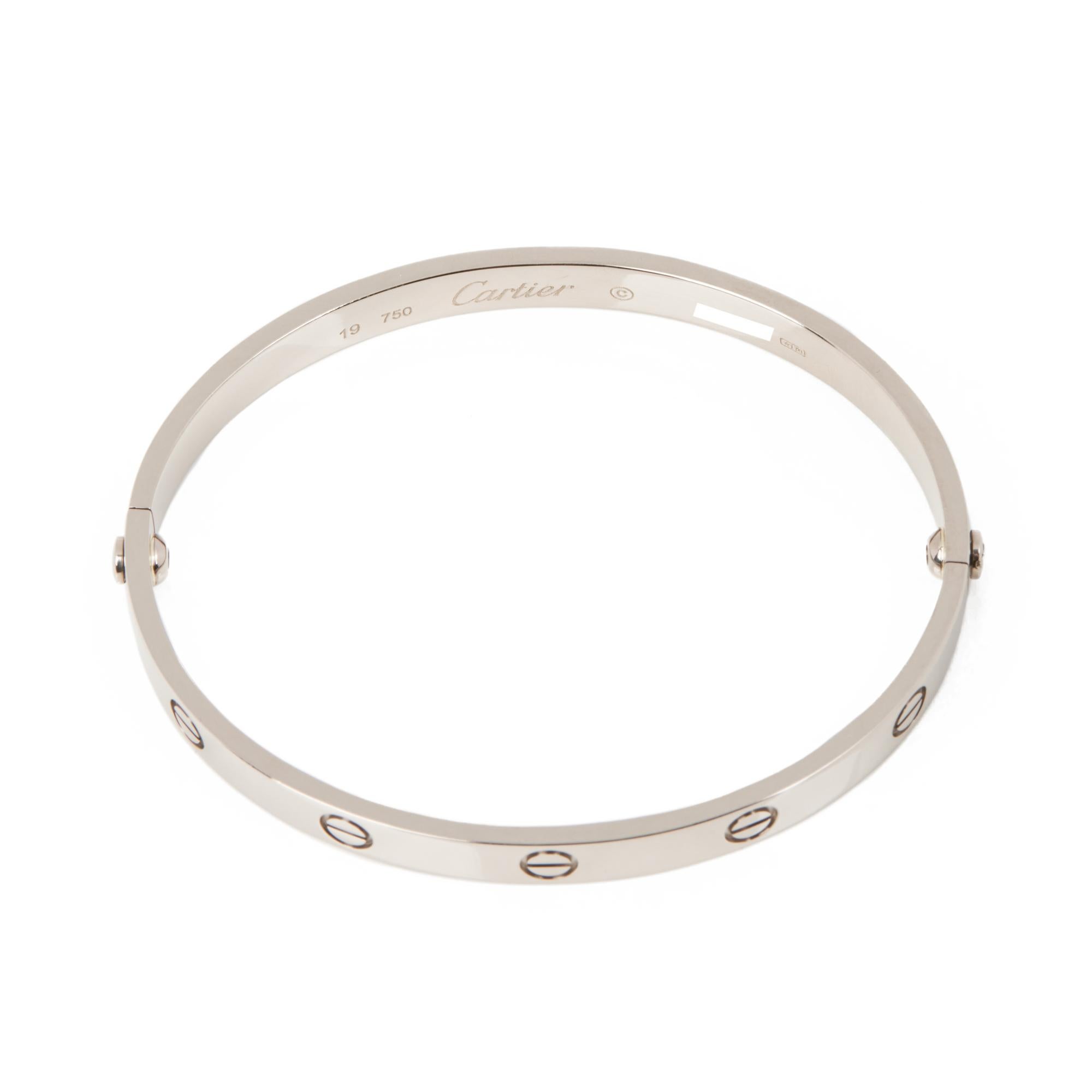This bangle by Cartier is from their Love Collection and features the original screw fastening. Accompanied by a Cartier Box, Screwdriver and Certificate. Our Xupes reference is J917 should you need to quote this.

RRP	£6,300
ITEM