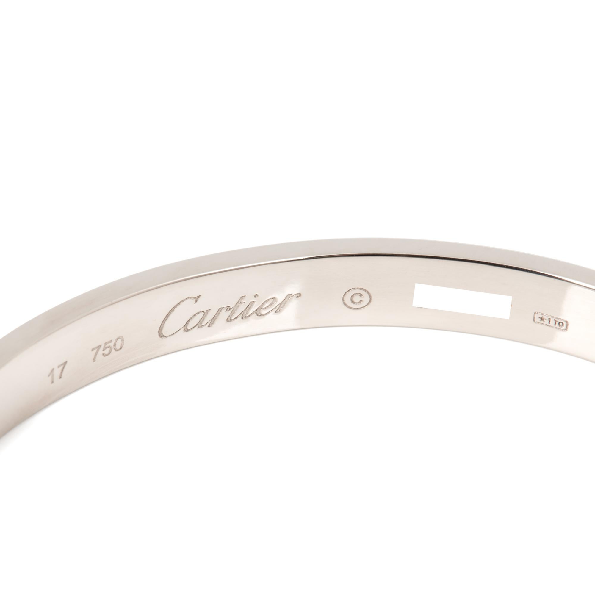 This bangle by Cartier is from their Love Collection and features the iconic screw details with the original style screw fastening. Accompanied by a Cartier Box, Certificate and Screwdriver. Our Xupes reference is J918 should you need to quote