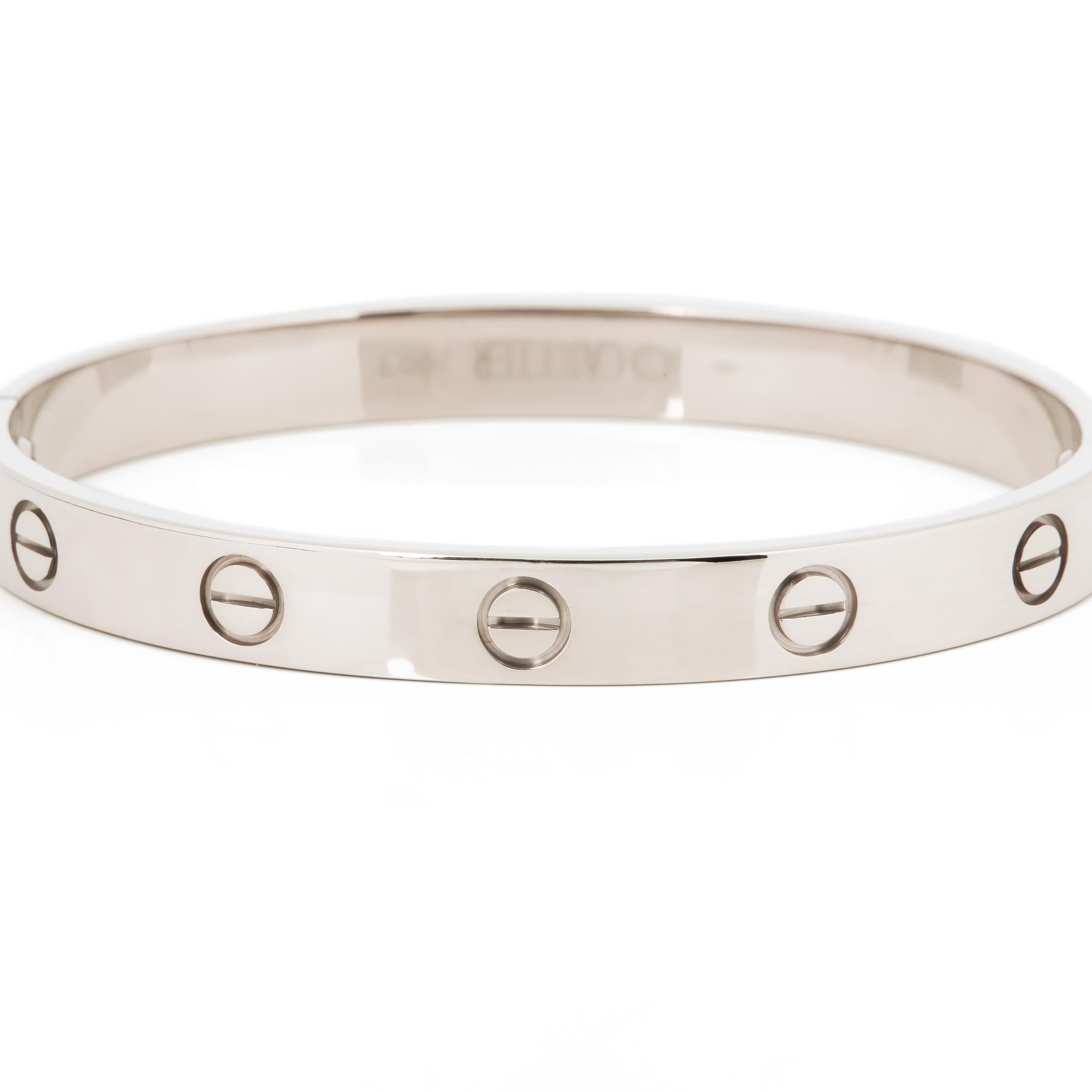 Contemporary Cartier 18ct White Gold Love Bangle For Sale