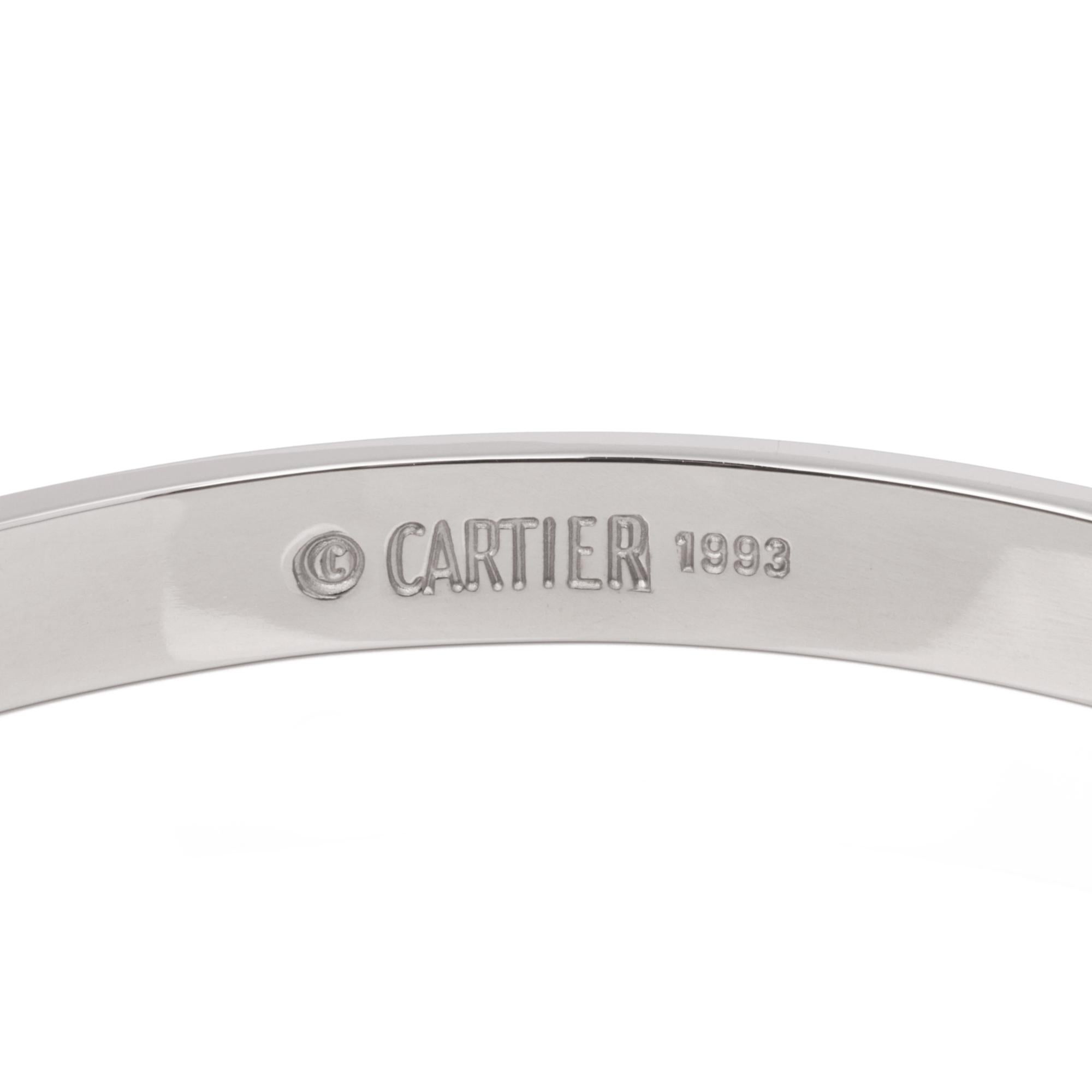 Contemporary Cartier 18ct White Gold Love Bangle For Sale