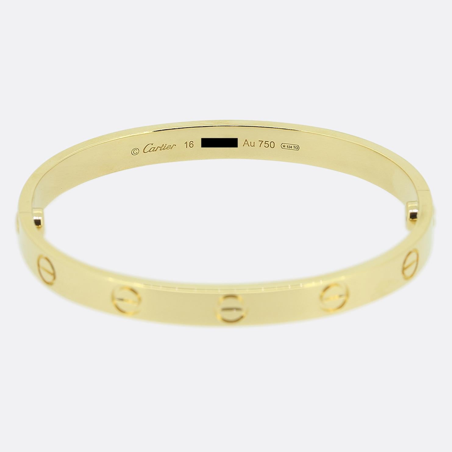 Cartier LOVE Bangle Size 16 In Good Condition For Sale In London, GB