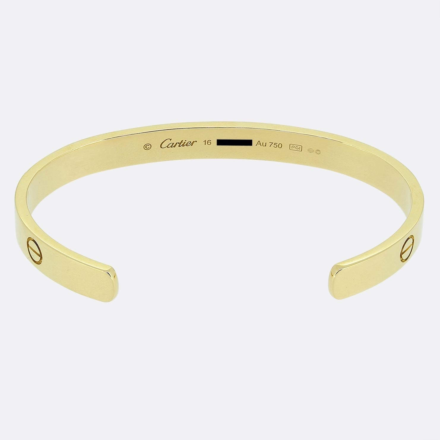 Femenino o masculino Brazalete Cartier LOVE Talla 16
