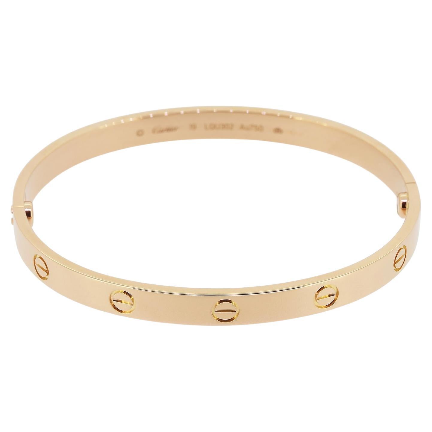Cartier LOVE Bangle Size 19 For Sale