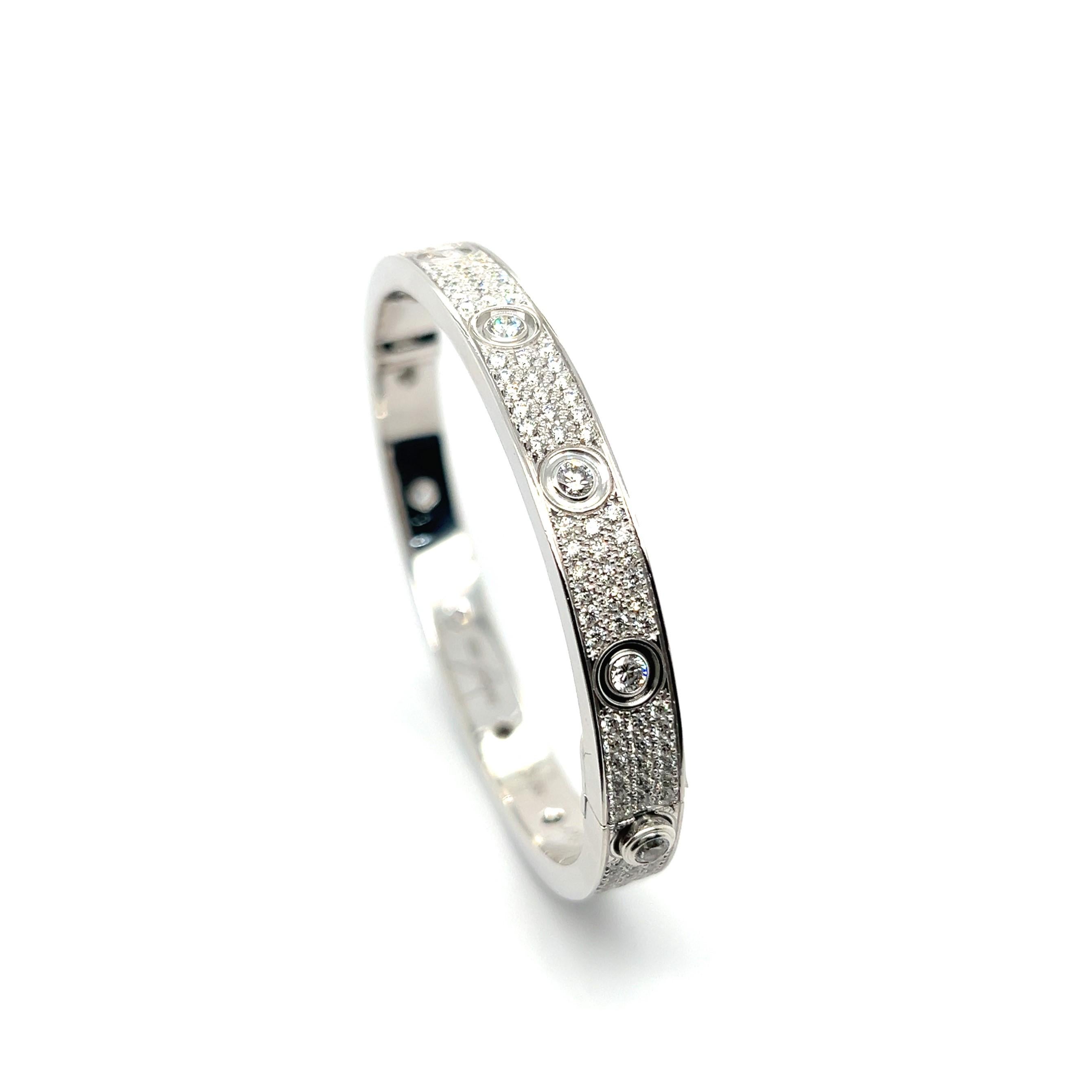 Cartier Love Bangle with Diamonds in 18 Karat White Gold  For Sale 6