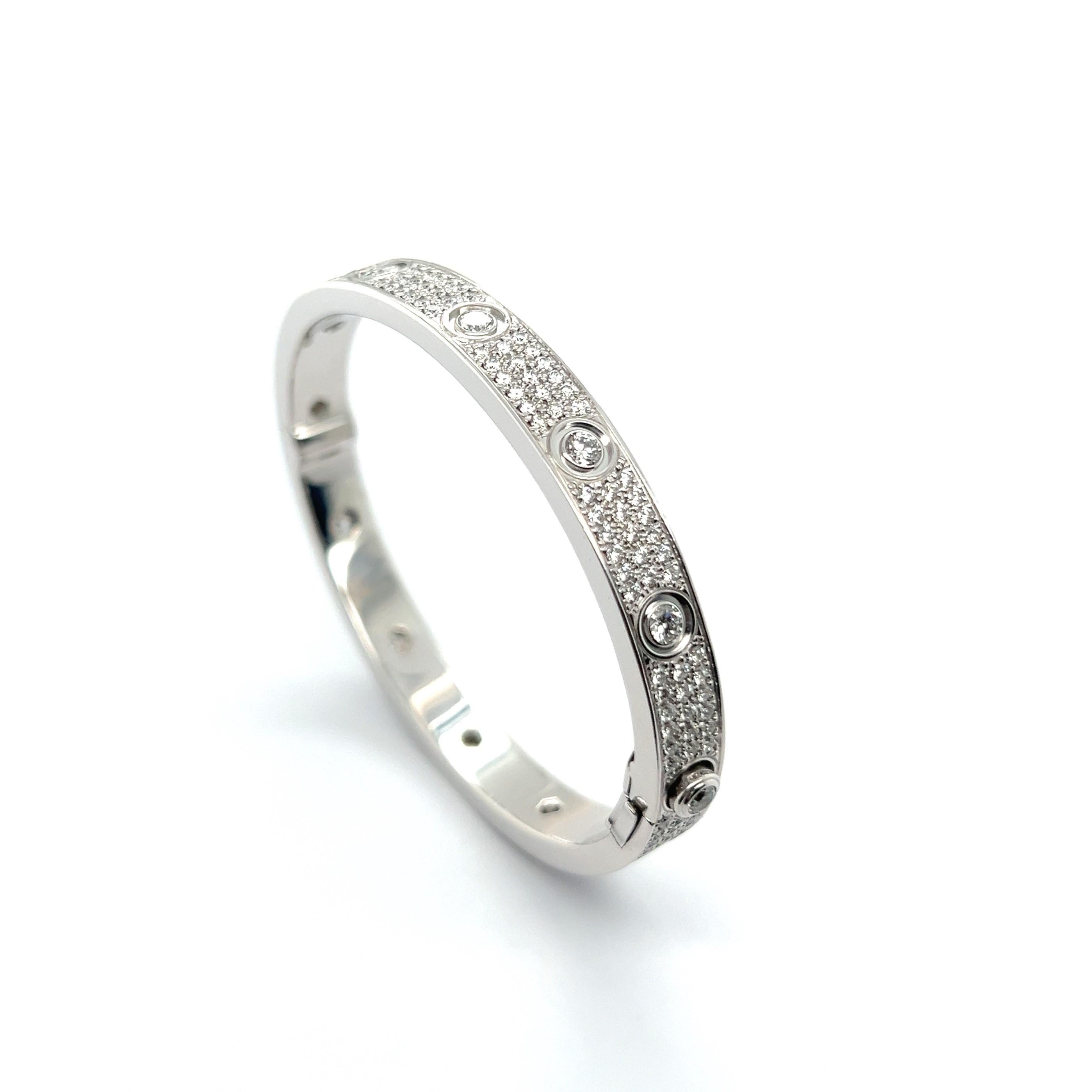 Cartier Love Bangle with Diamonds in 18 Karat White Gold  For Sale 9