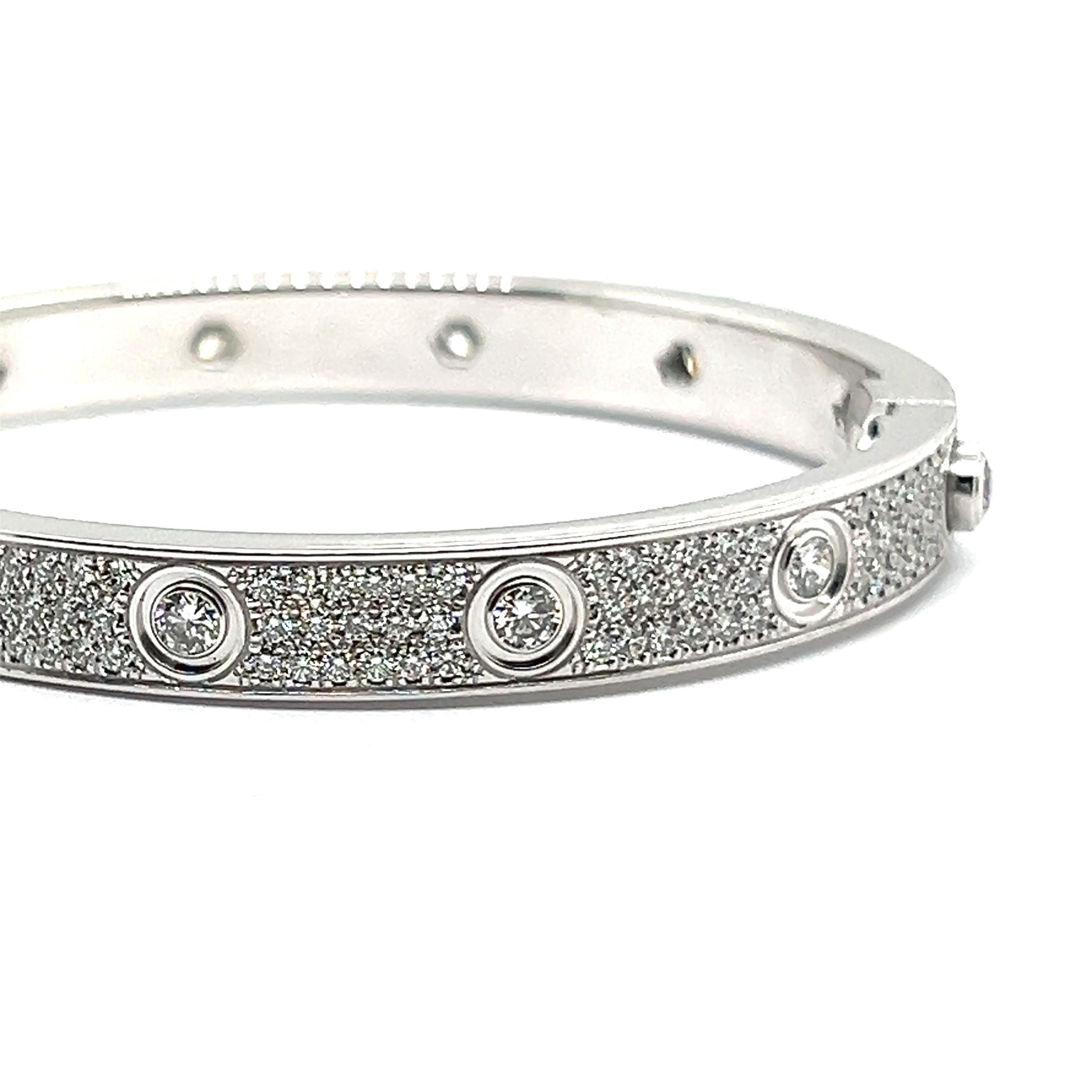 Cartier Love Bangle with Diamonds in 18 Karat White Gold  For Sale 11