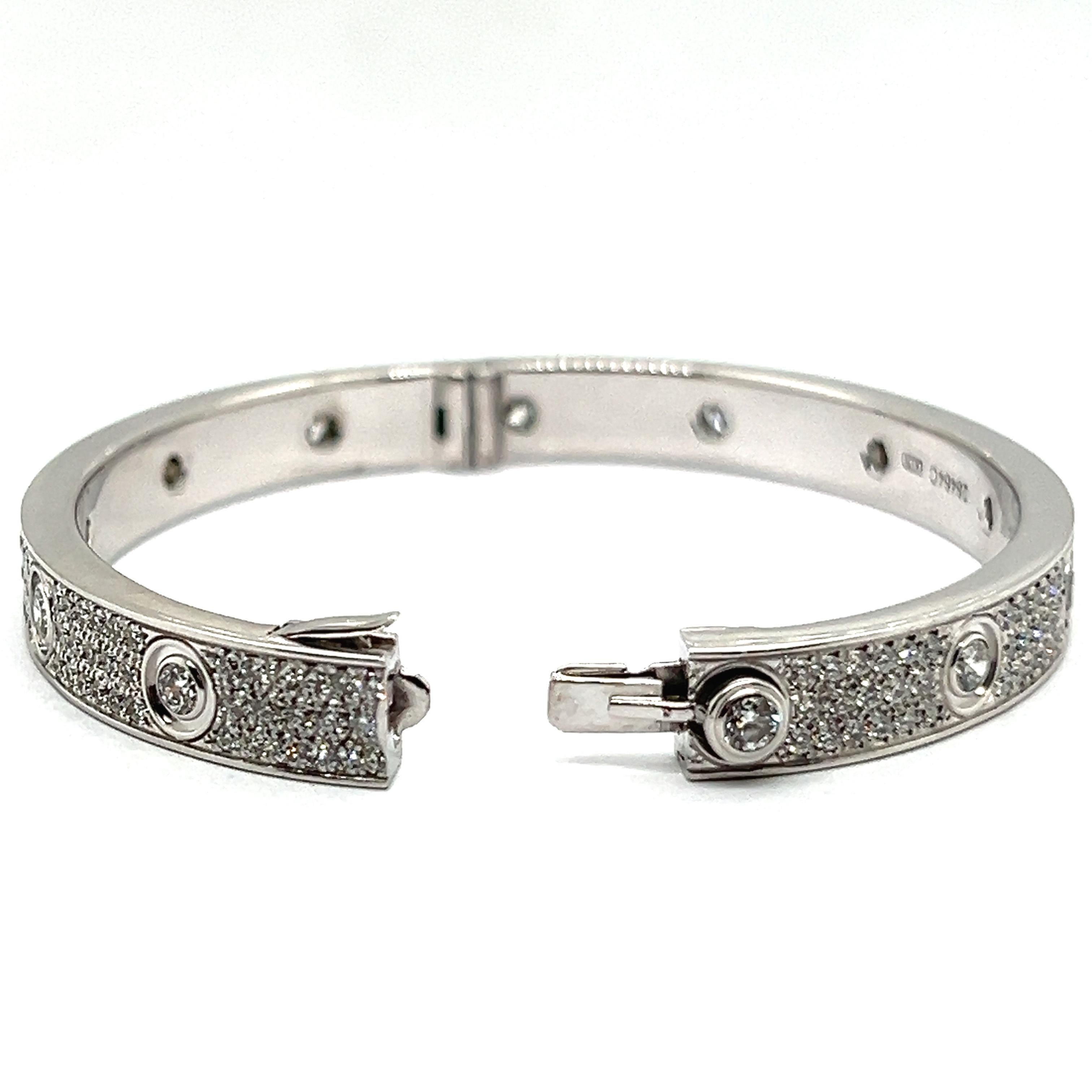 Modern Cartier Love Bangle with Diamonds in 18 Karat White Gold  For Sale