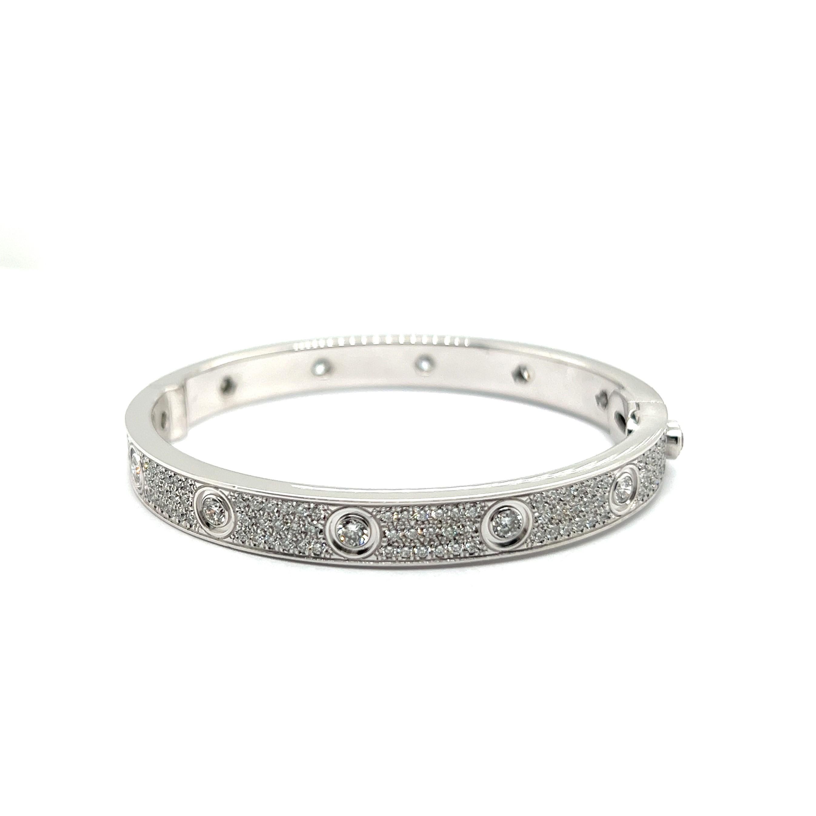 Cartier Love Bangle with Diamonds in 18 Karat White Gold  For Sale 1