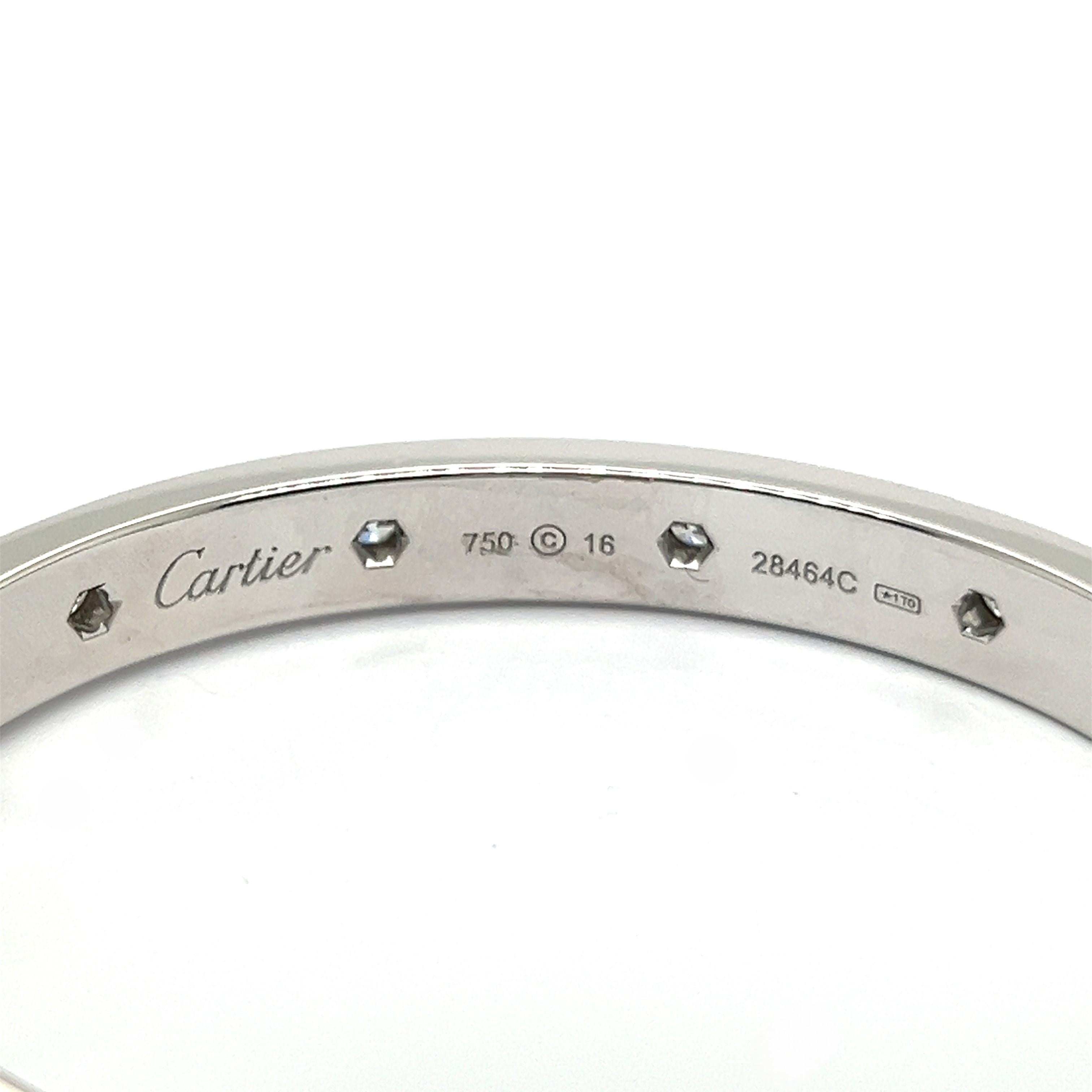 Cartier Love Bangle with Diamonds in 18 Karat White Gold  For Sale 3