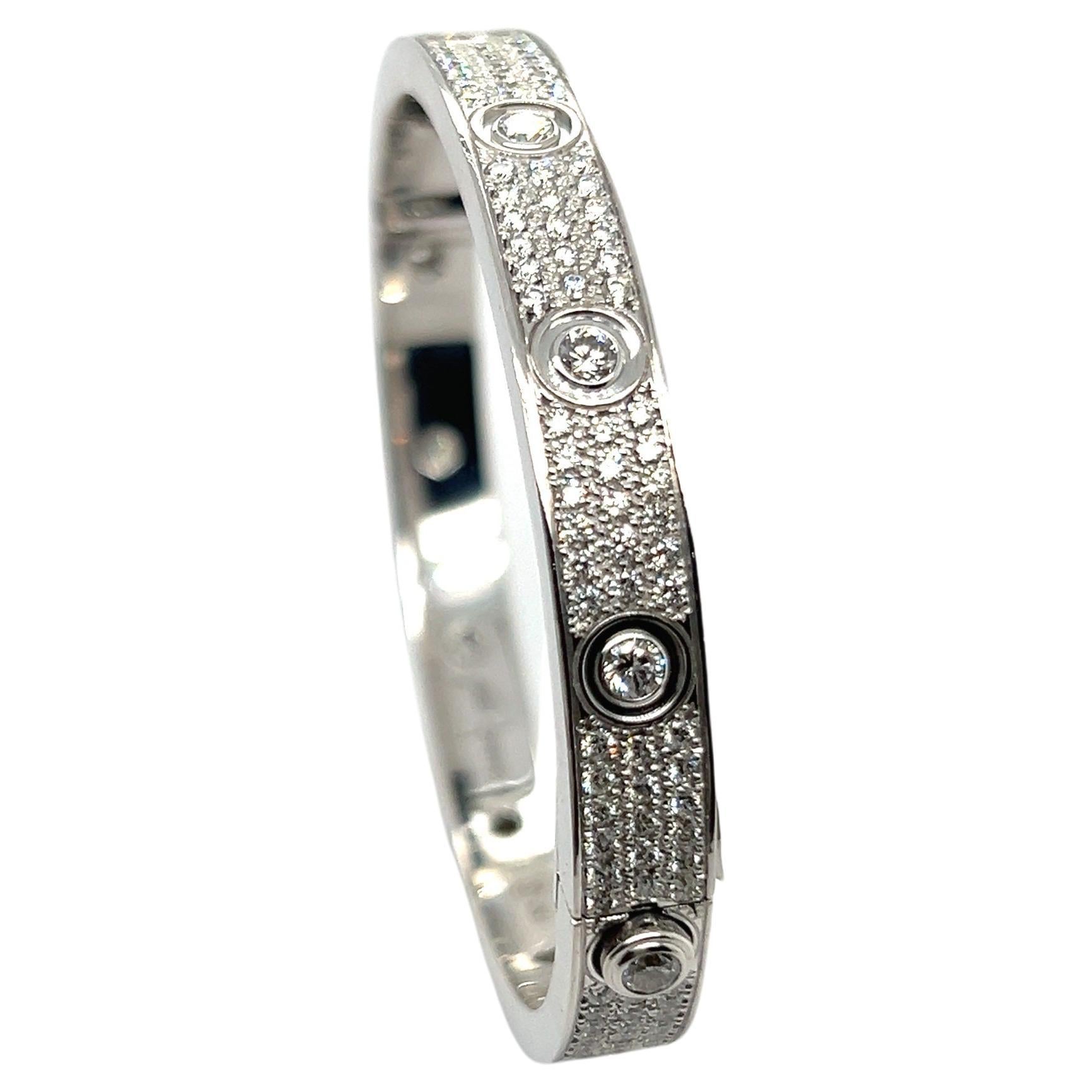Cartier Love Bangle with Diamonds in 18 Karat White Gold  For Sale