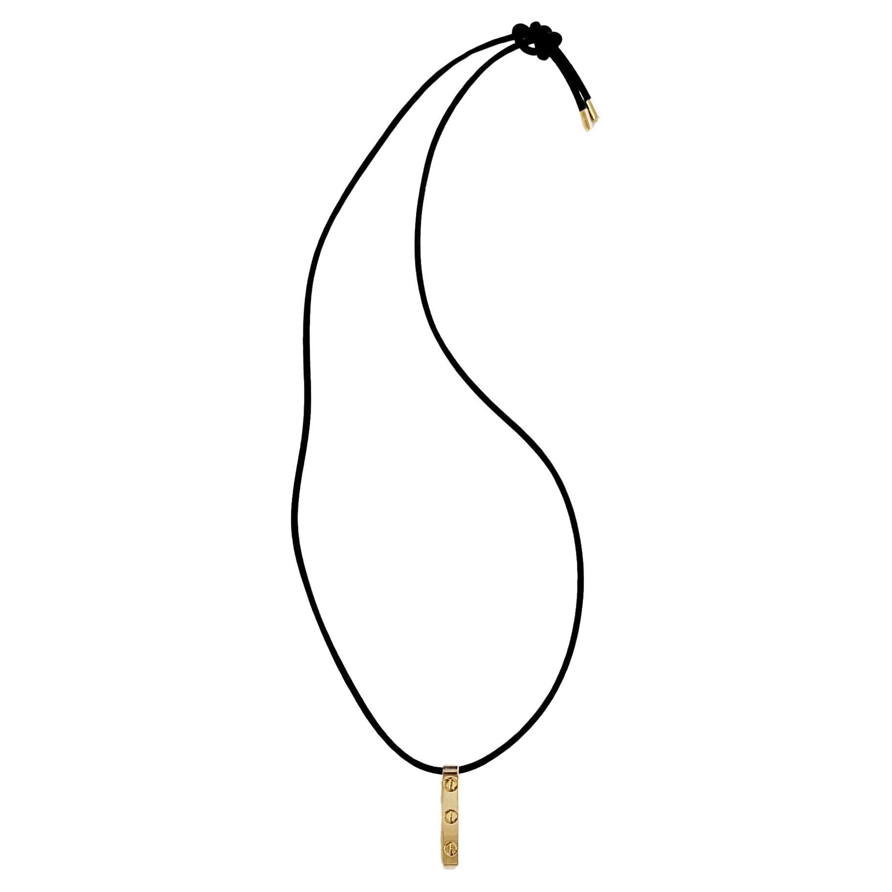 Cartier Vintage Love Bar 18k Gold Pendant Cord Necklace