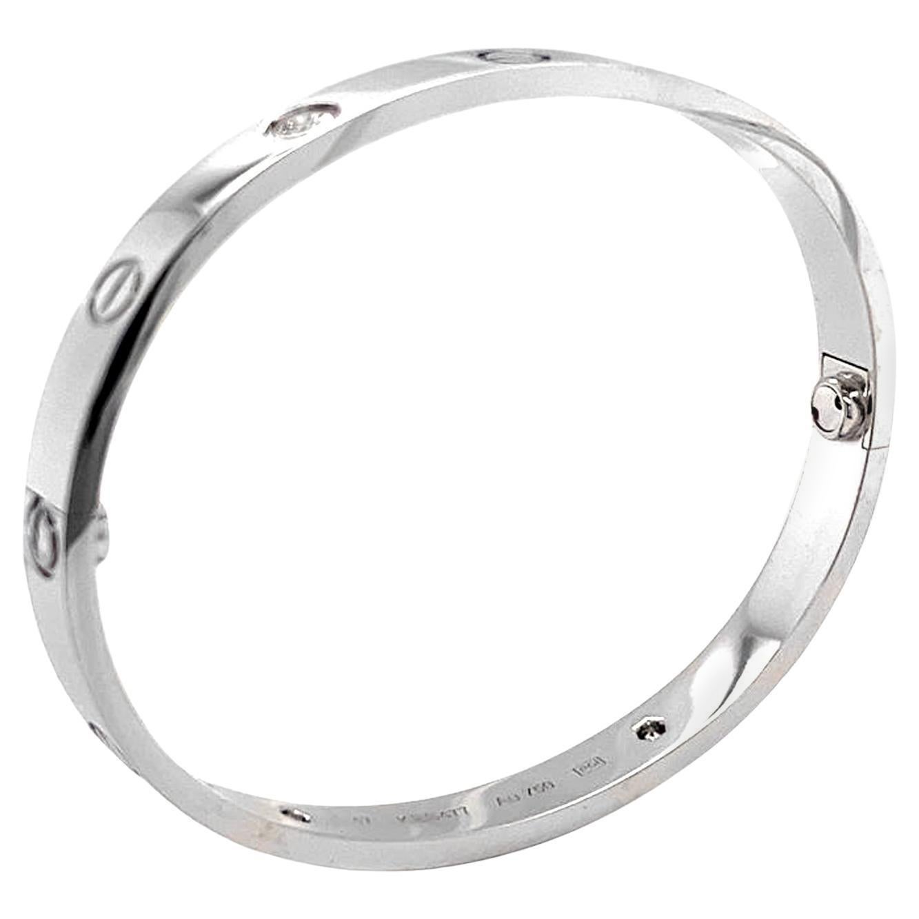 Bracelet Cartier Love 0.42ct 4 Diamants Brilliante Taille 17 Or blanc