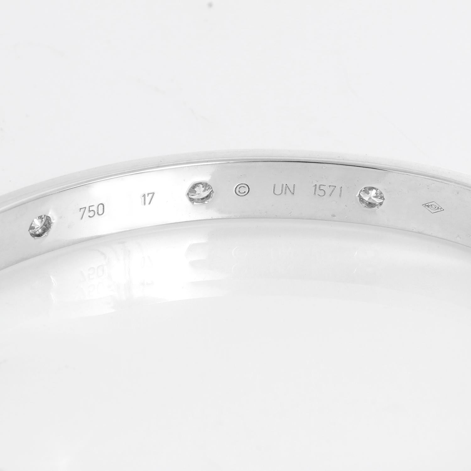 Cartier Love Bracelet 10 Diamond 18k White Gold Size 17 - This beautiful bracelet is stamped CARTIER. This is a great piece for everyday as well as dress. Authenticity guaranteed. New screw system. Pre-owned with Cartier box 