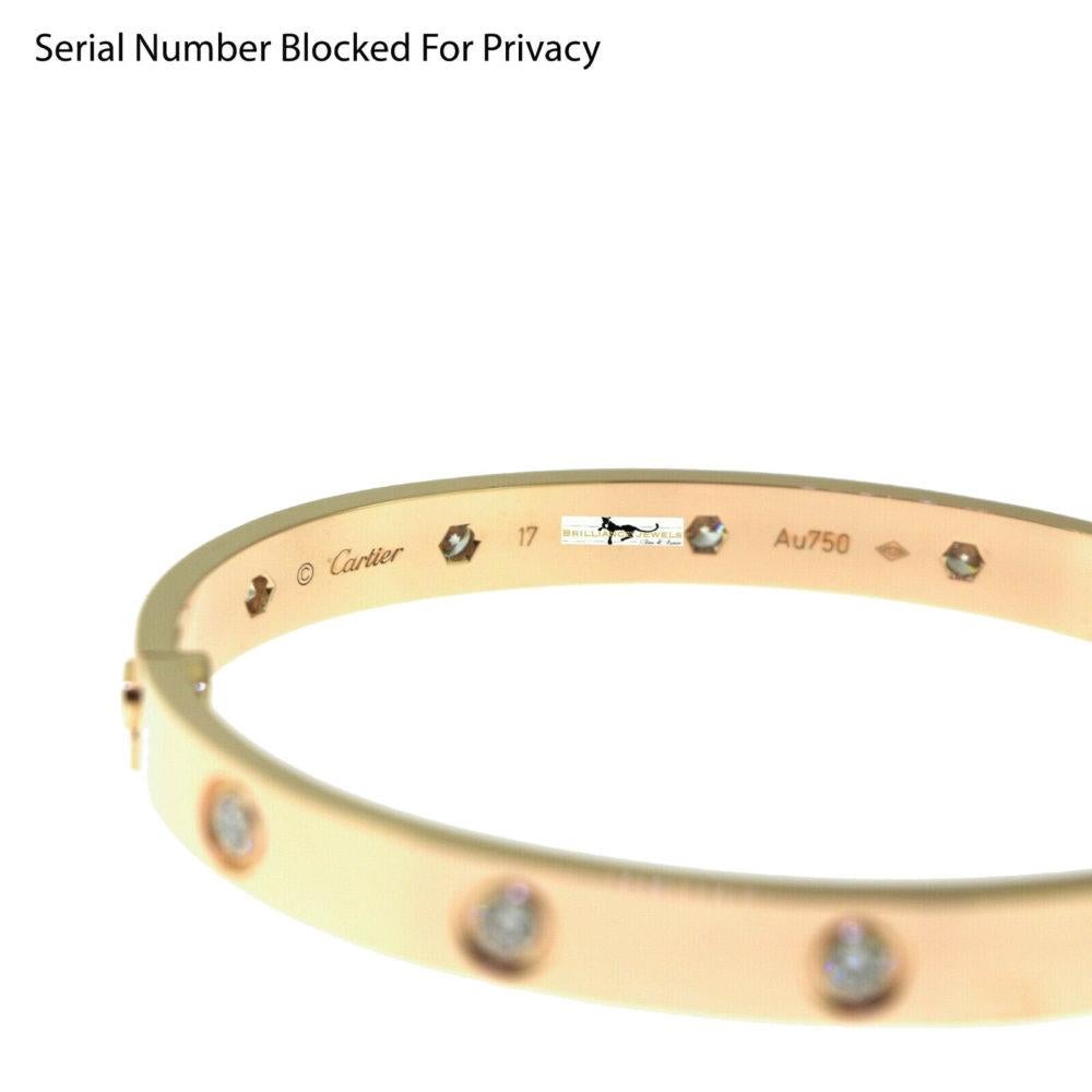 Round Cut Cartier Love Bracelet 10 Diamond in 18 Karat Rose Gold