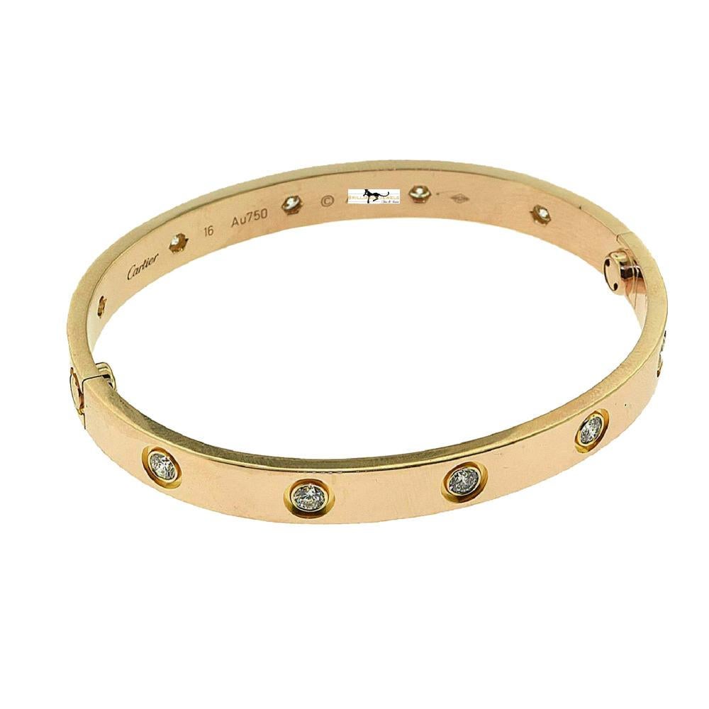 cartier love bracelet 10 diamonds rose gold