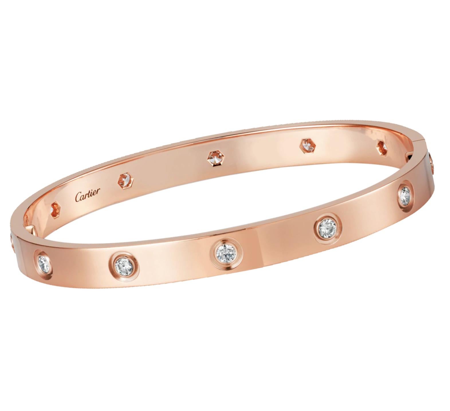 rose gold cartier bracelet with diamonds
