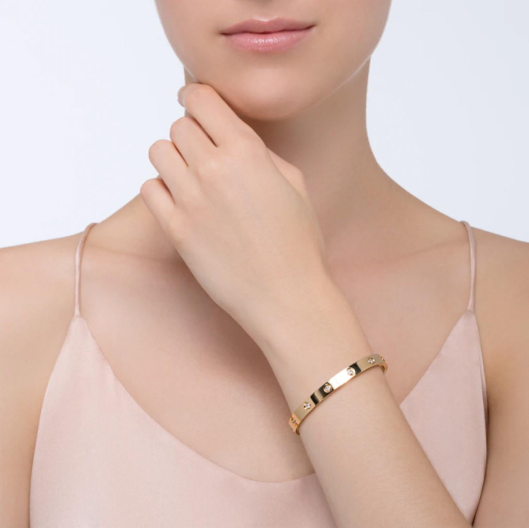 Cartier Love Bracelet 10 Diamond in 18 Karat Yellow Gold In Excellent Condition In Miami, FL