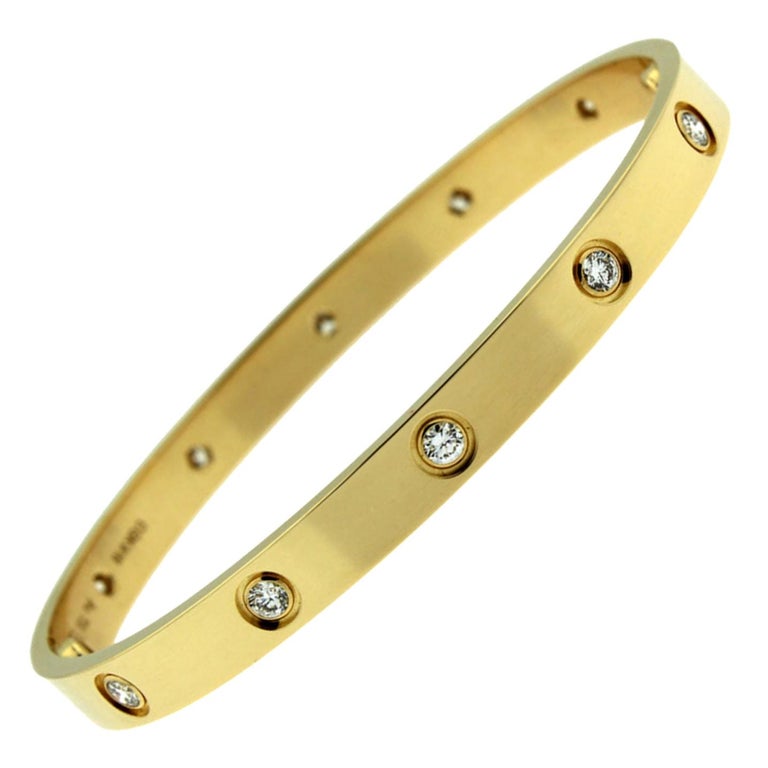 Cartier Love Bracelet 10 Diamond In 18 Karat Yellow Gold For Sale At 1stdibs Cartier 10 Diamond Love Bracelet 10 Diamond Cartier Love Bracelet Cartier Love Bracelet 10 Diamonds