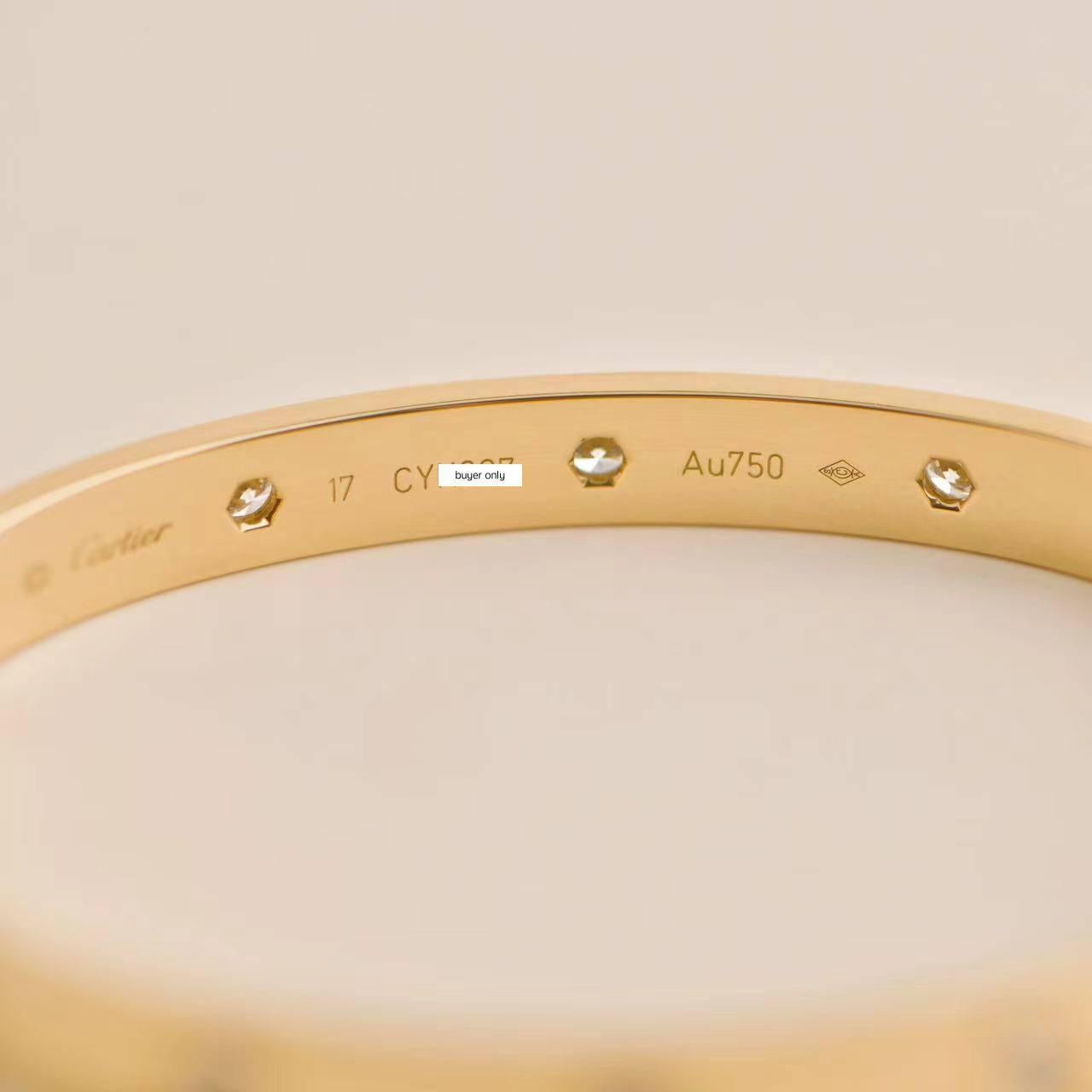 Cartier Love Bracelet 10 Diamond Yellow Gold Size 17 For Sale 2