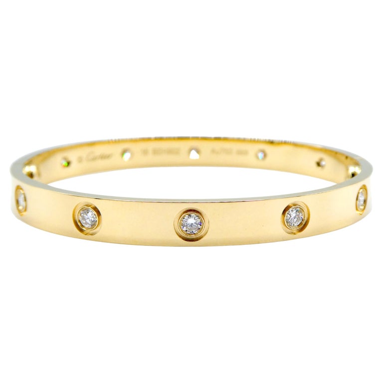 Cartier Love Bracelet 10 Diamonds 18 Karat Yellow Gold Bangle Estate For Sale At 1stdibs Cartier Love Bracelet 10 Diamonds 18 Karat Yellow Gold Bangle Estate For Sale At 1stdibs