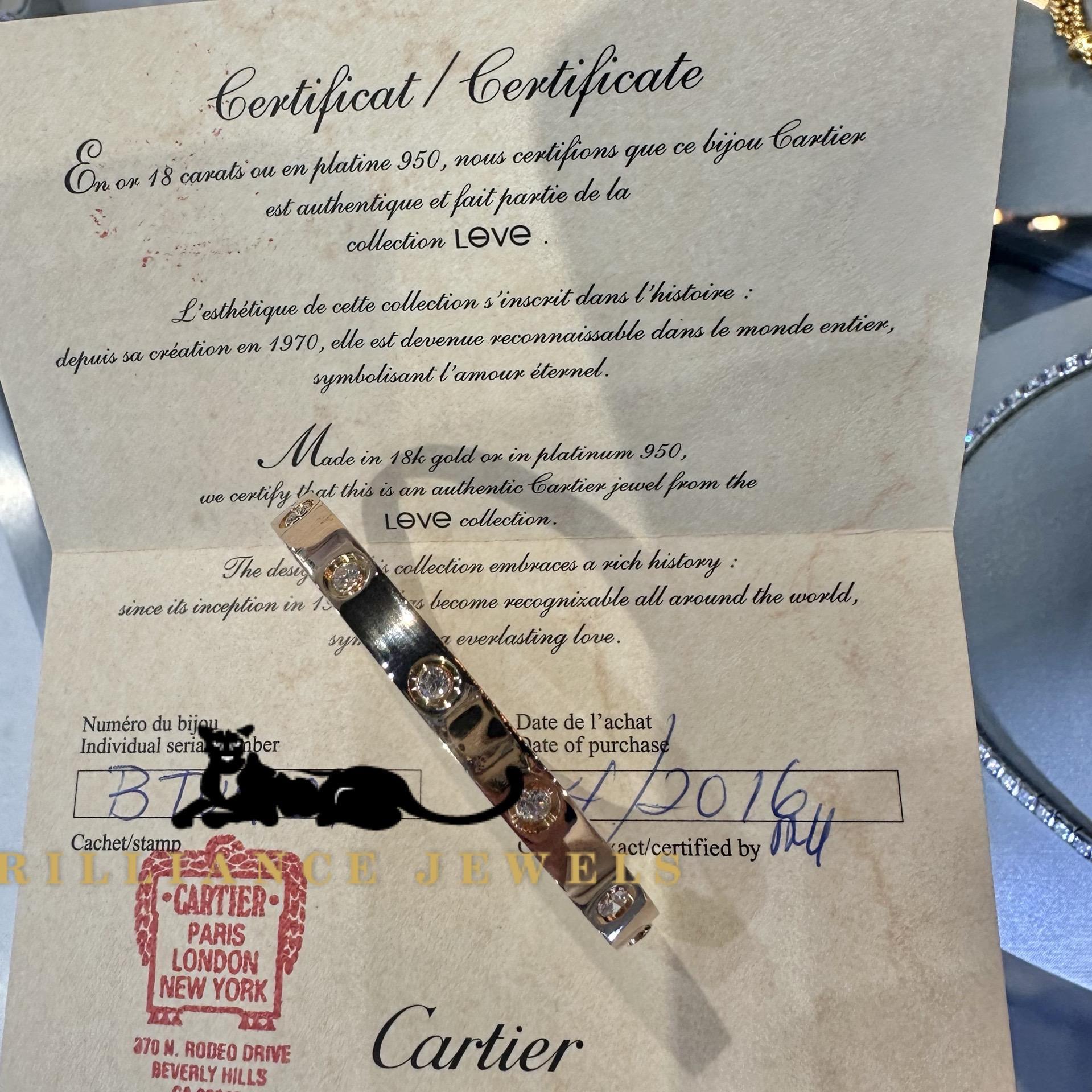 Cartier Love Armband 10 Diamanten in 18k Rose Gold, Größe 16, Classic Größe (Rundschliff) im Angebot