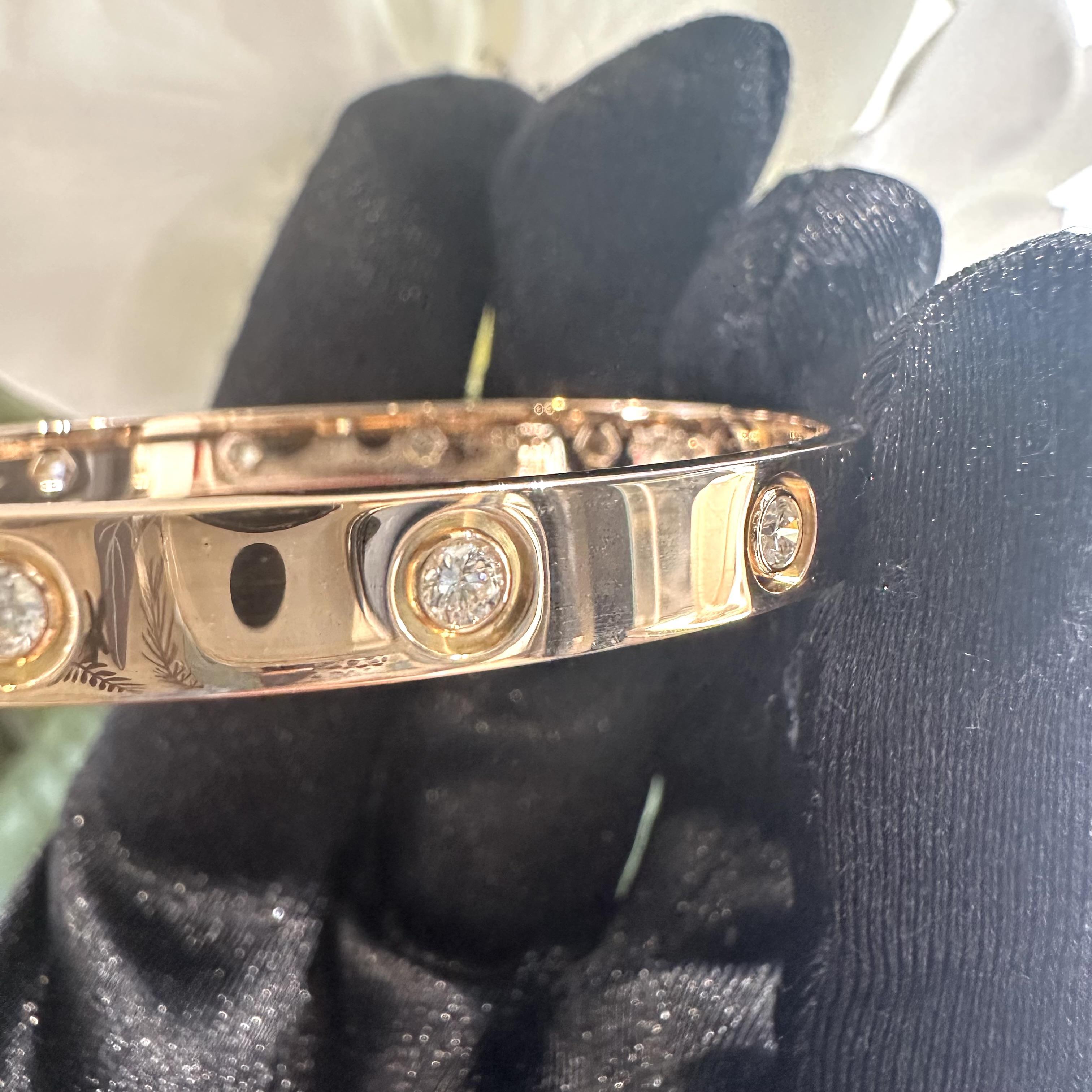 Cartier Love Armband 10 Diamanten in 18k Rose Gold, Größe 16, Classic Größe im Zustand „Hervorragend“ im Angebot in Miami, FL