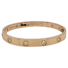 Cartier Love Bracelet 10 Diamonds in 18k Rose Gold, Size 16, Classic Size
