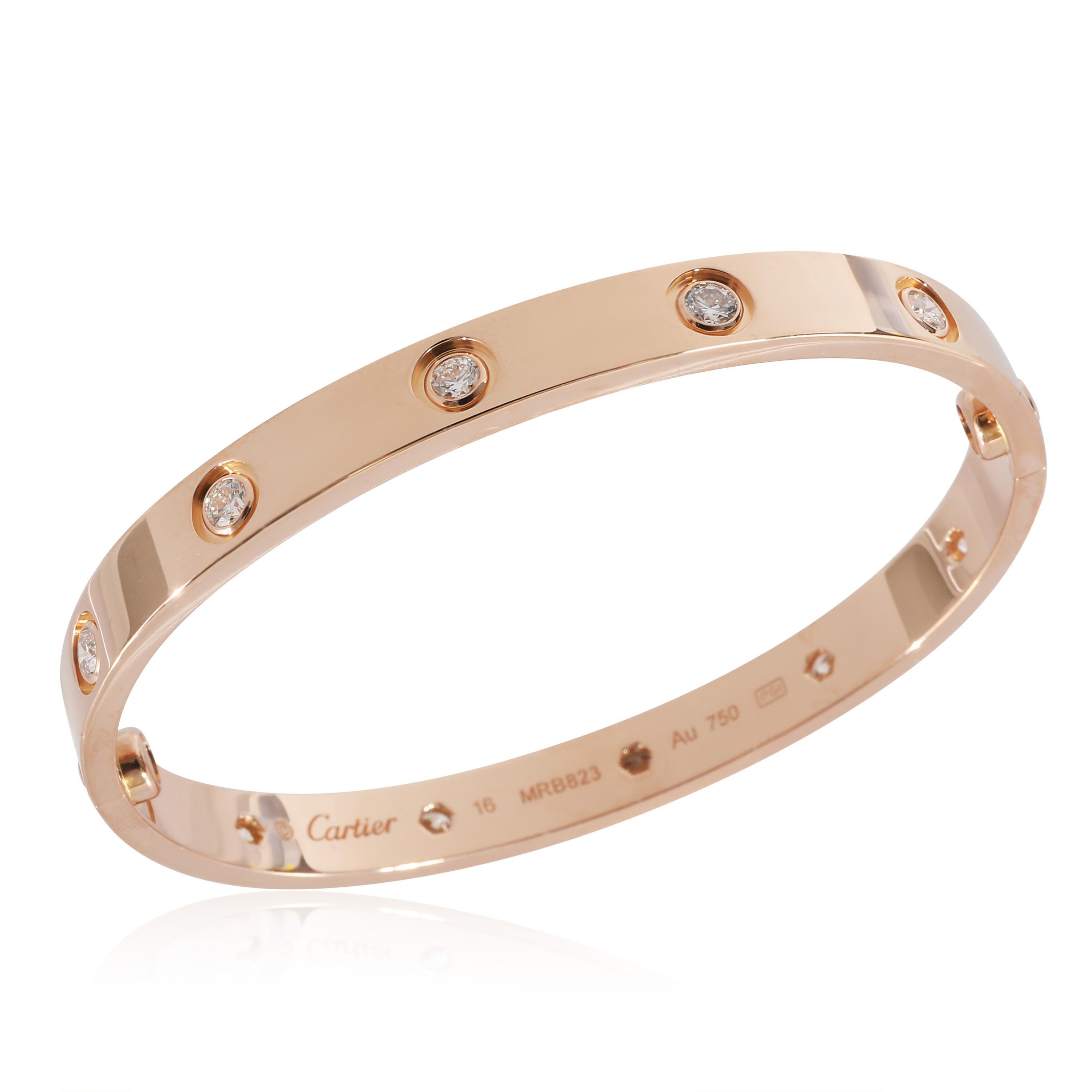 Women's or Men's Cartier Love Bracelet, 10 Diamonds (Rose Gold) For Sale
