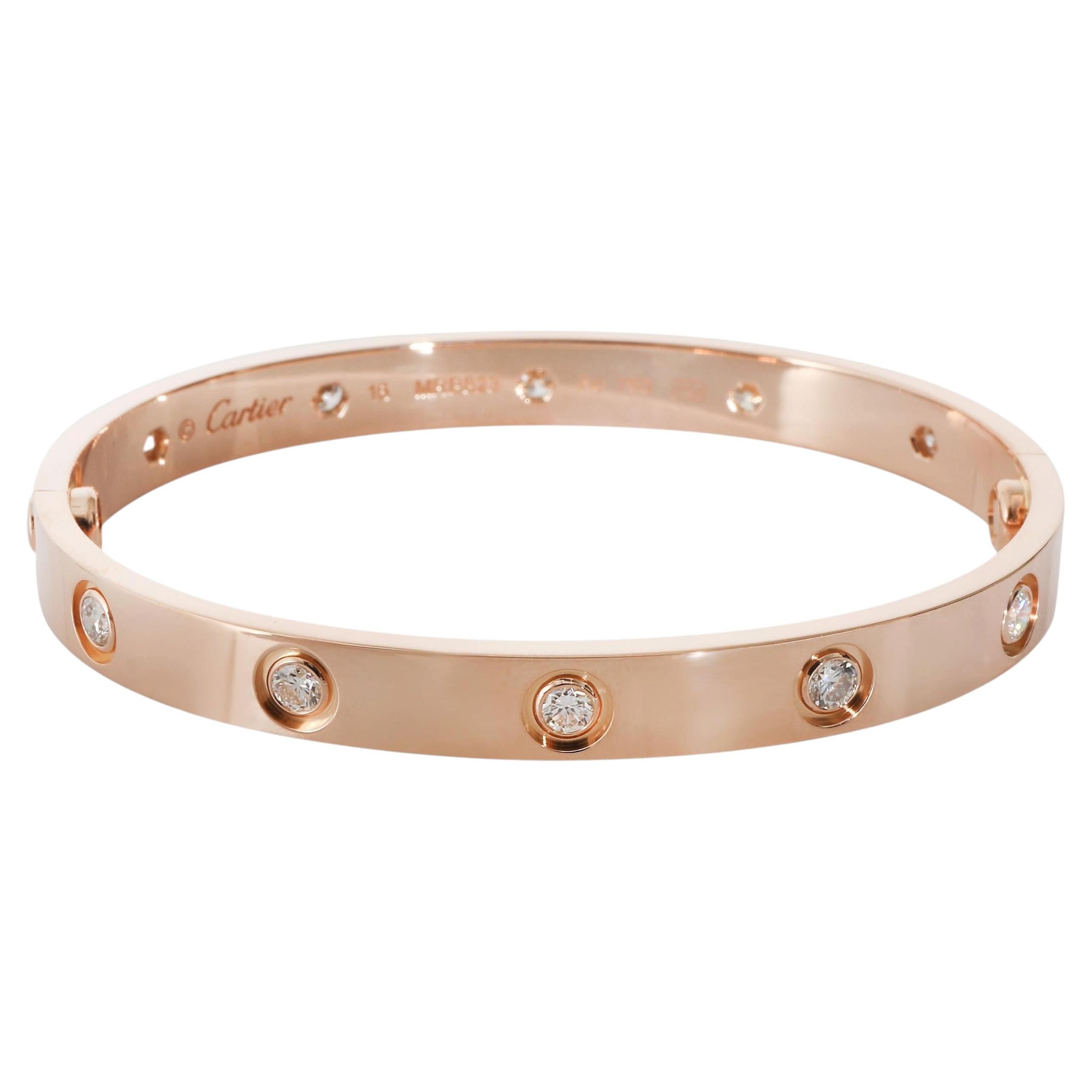 Cartier Love Bracelet, 10 Diamonds (Rose Gold) For Sale