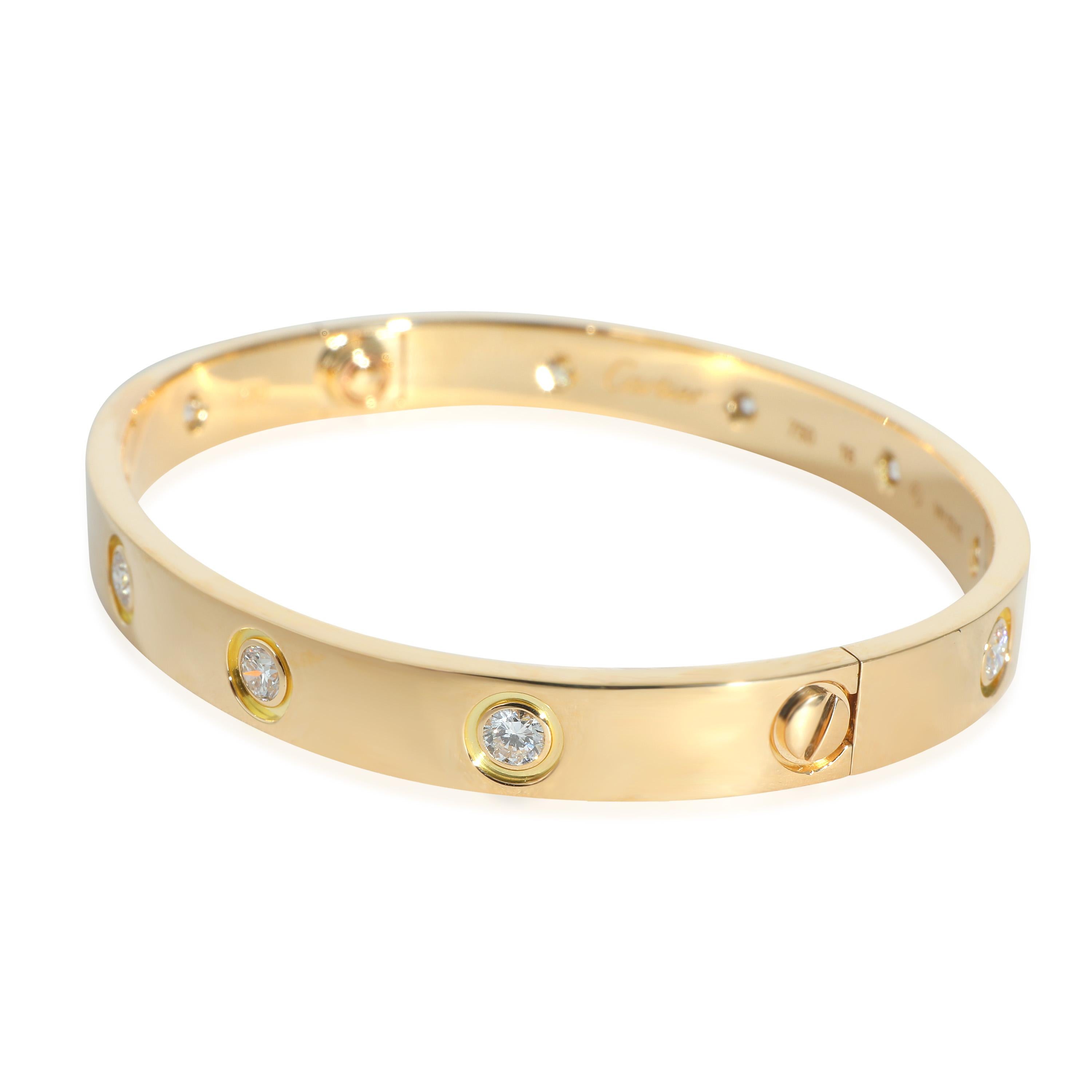 Bracciale Cartier Love, 10 diamanti (oro giallo) In condizioni ottime in vendita a New York, NY
