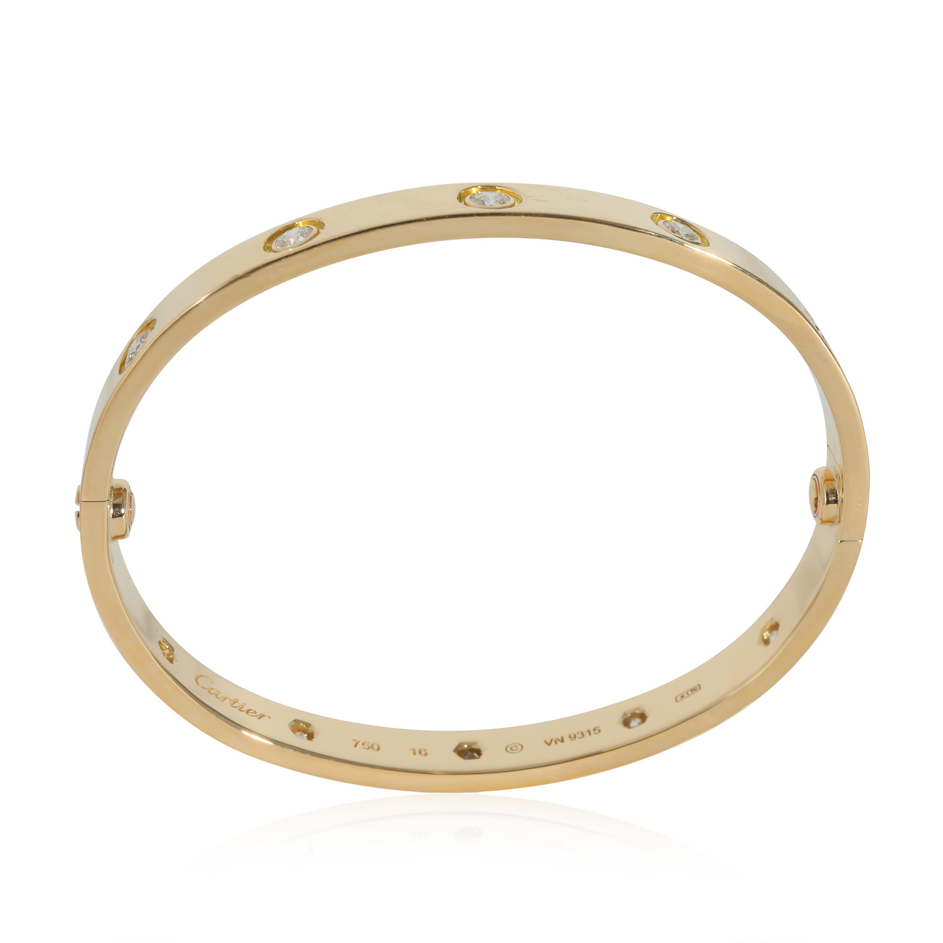Bracciale Cartier Love, 10 diamanti (oro giallo) in vendita 1