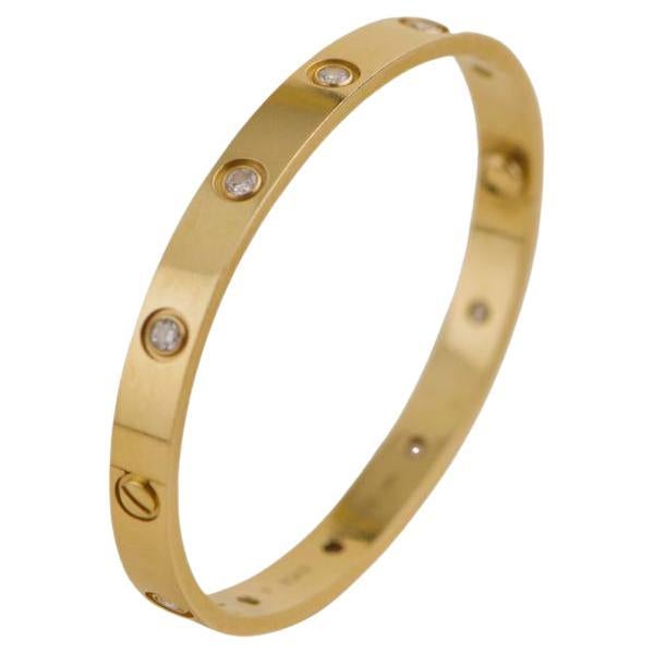 Cartier Love-Armband aus Gelbgold mit 10 Diamanten, Größe 17 im Angebot