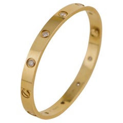 Cartier Love Bracelet 10 Diamonds Yellow Gold Size 17