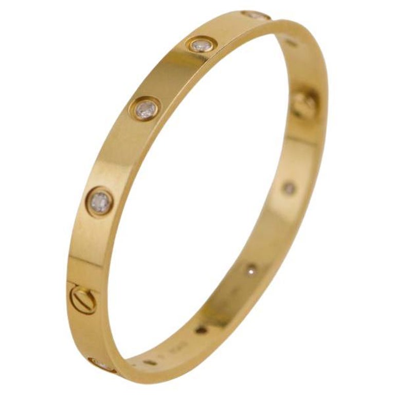 Besnoeiing klep Omgeving Cartier Love Bracelet 10 Diamonds Yellow Gold Size 17 For Sale at 1stDibs