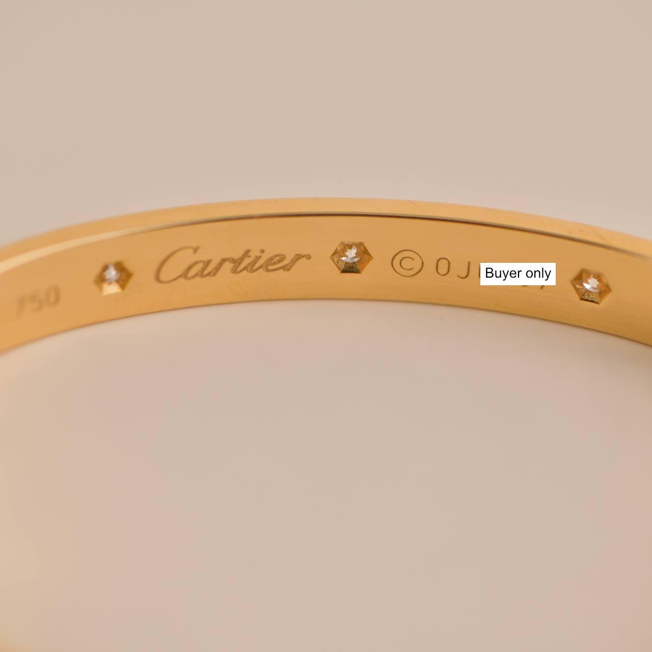 Women's or Men's Cartier Love Bracelet 10 Diamonds Yellow Gold Size 18